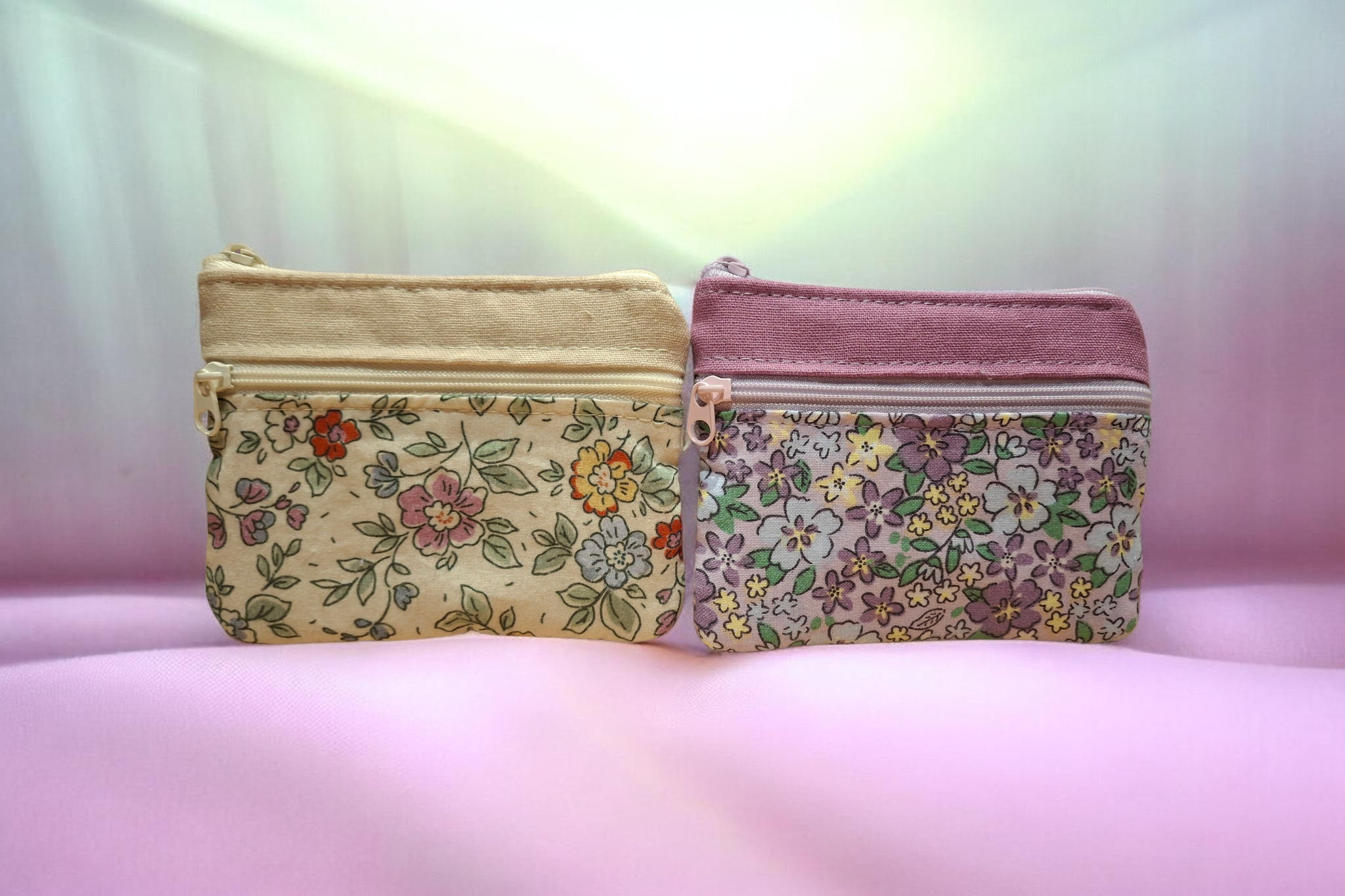 3-Zipper Coin Purse | Handmade Fabric Pouch | Custom Size Available