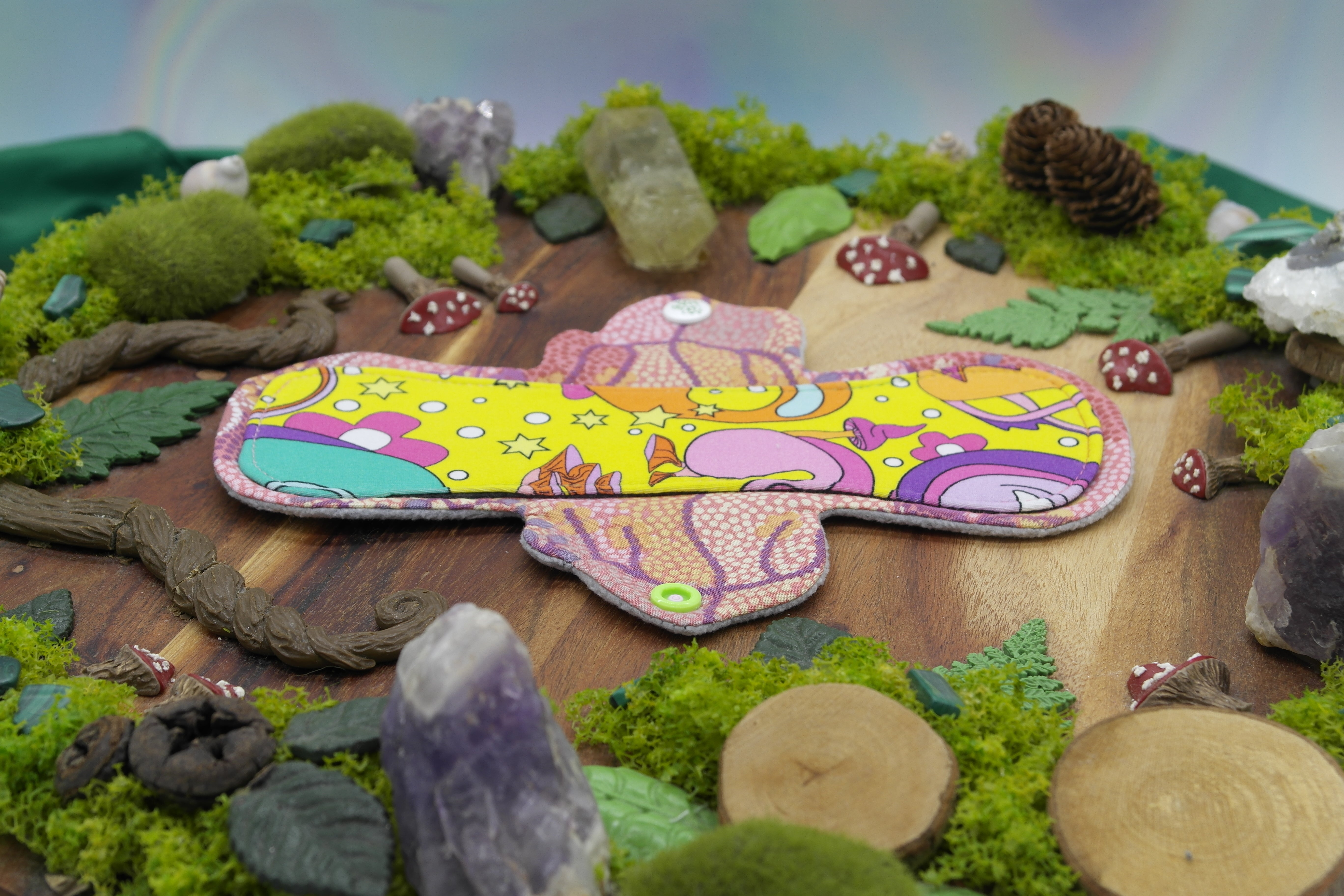 Eco-friendly menstrual reusable cloth pad 8" moderate - Yellow magic