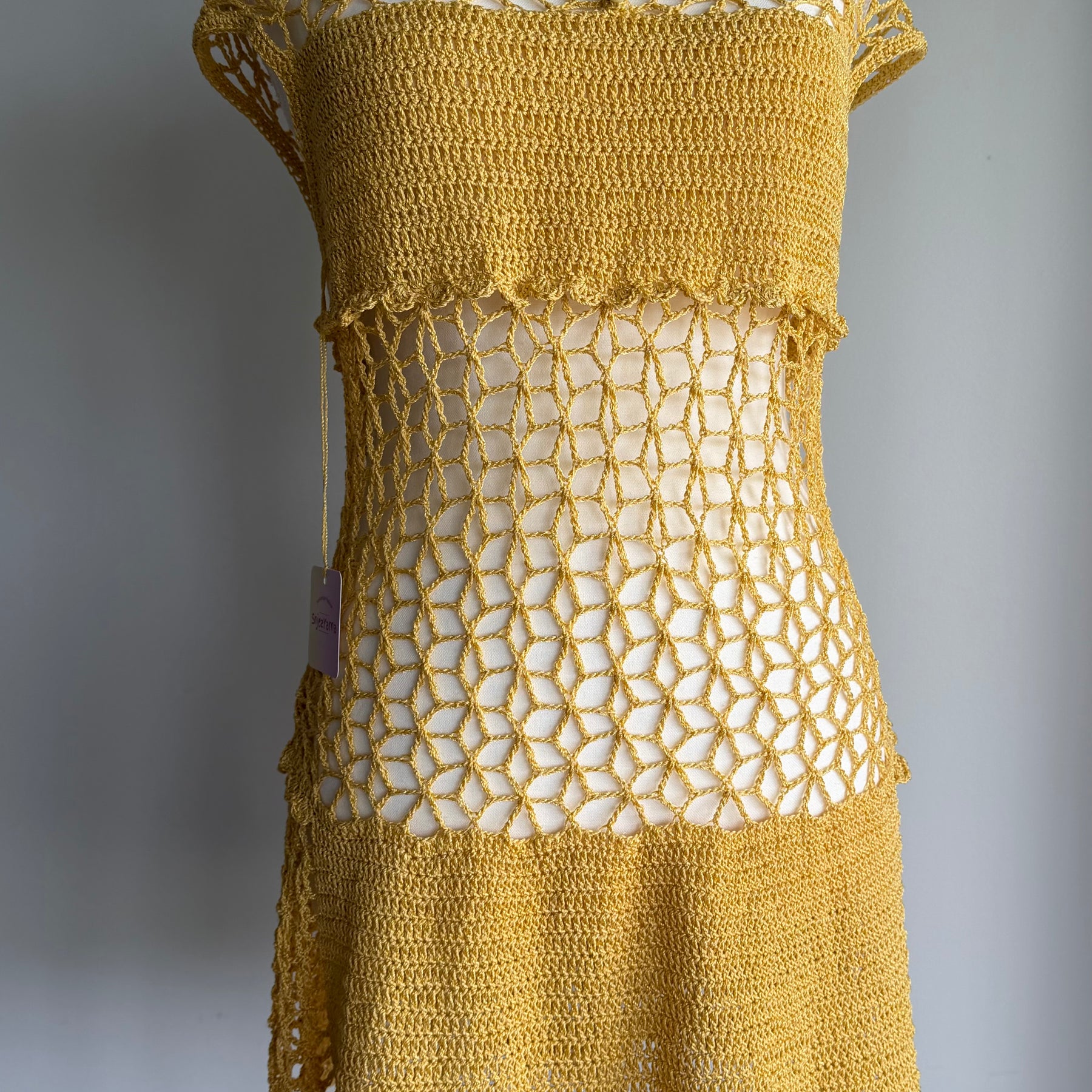 Golden Lace Crochet Dress