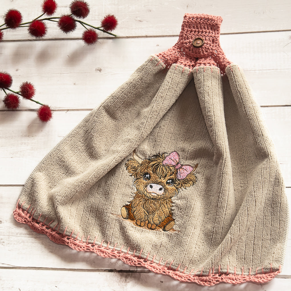 Embroidered Hanging Tea Towels / Hand Towels - Single Sided