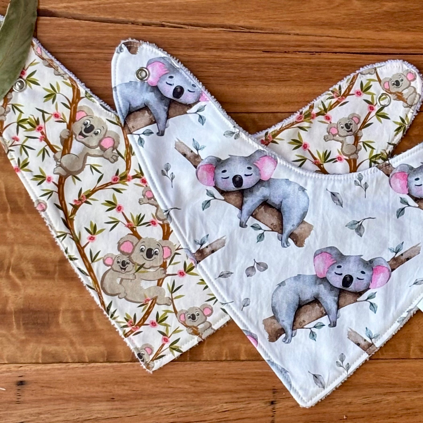 Australiana Baby Bib Set | Just Hanging Koalas | Ready to Ship