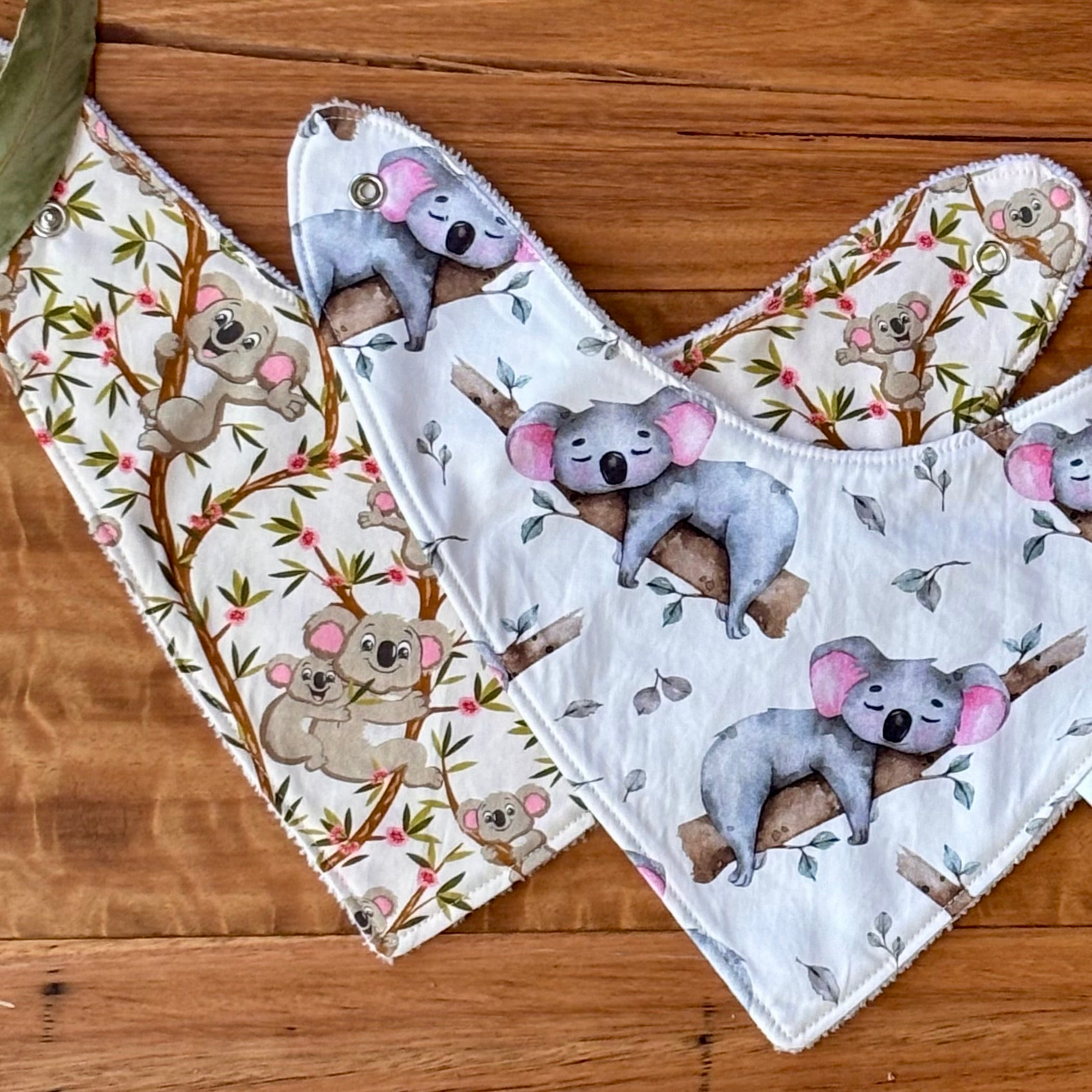 Australiana Baby Bib Set | Just Hanging Koalas | Ready to Ship