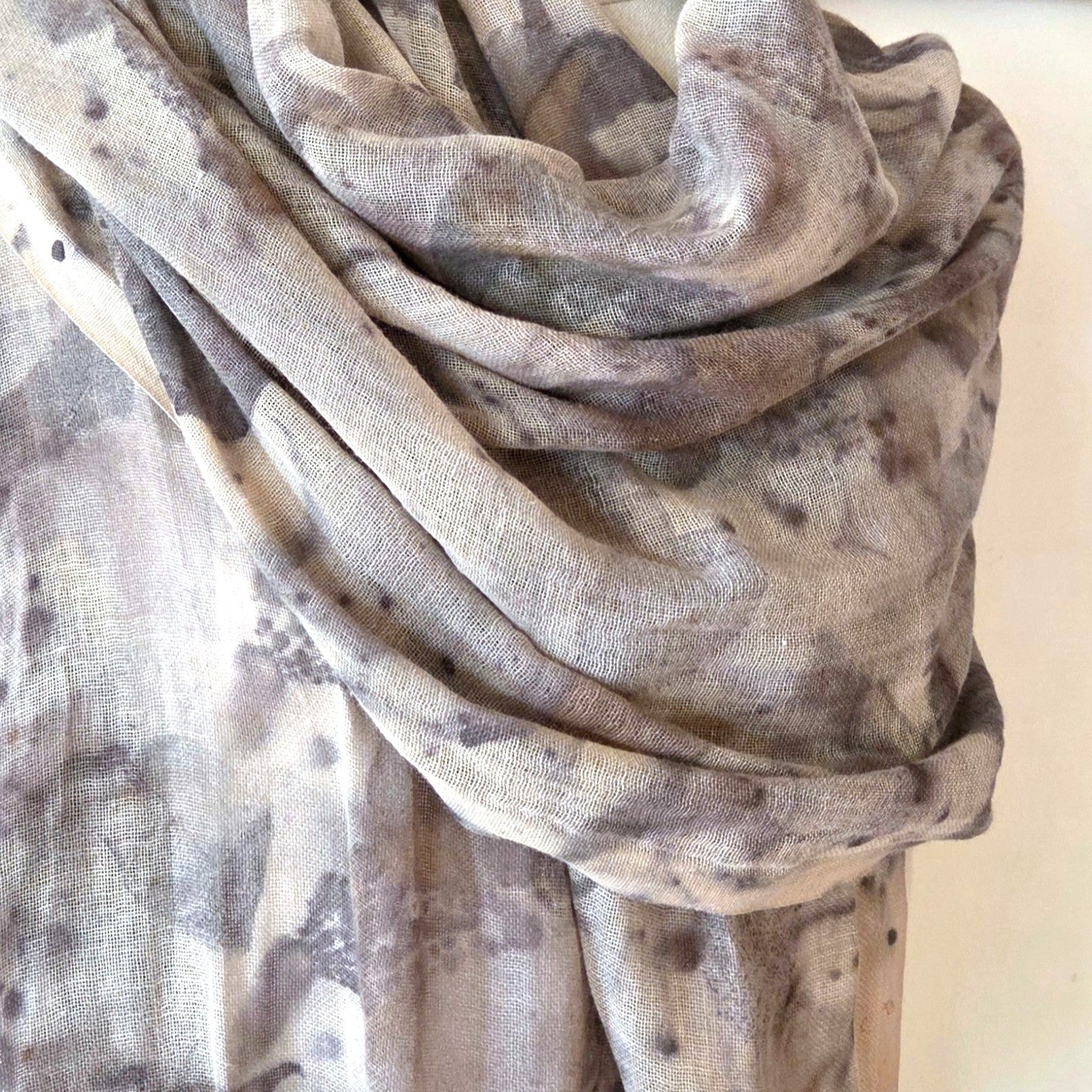 The Sylvie - Cotton & Linen Blend  Ecoprint Scarf/Wrap