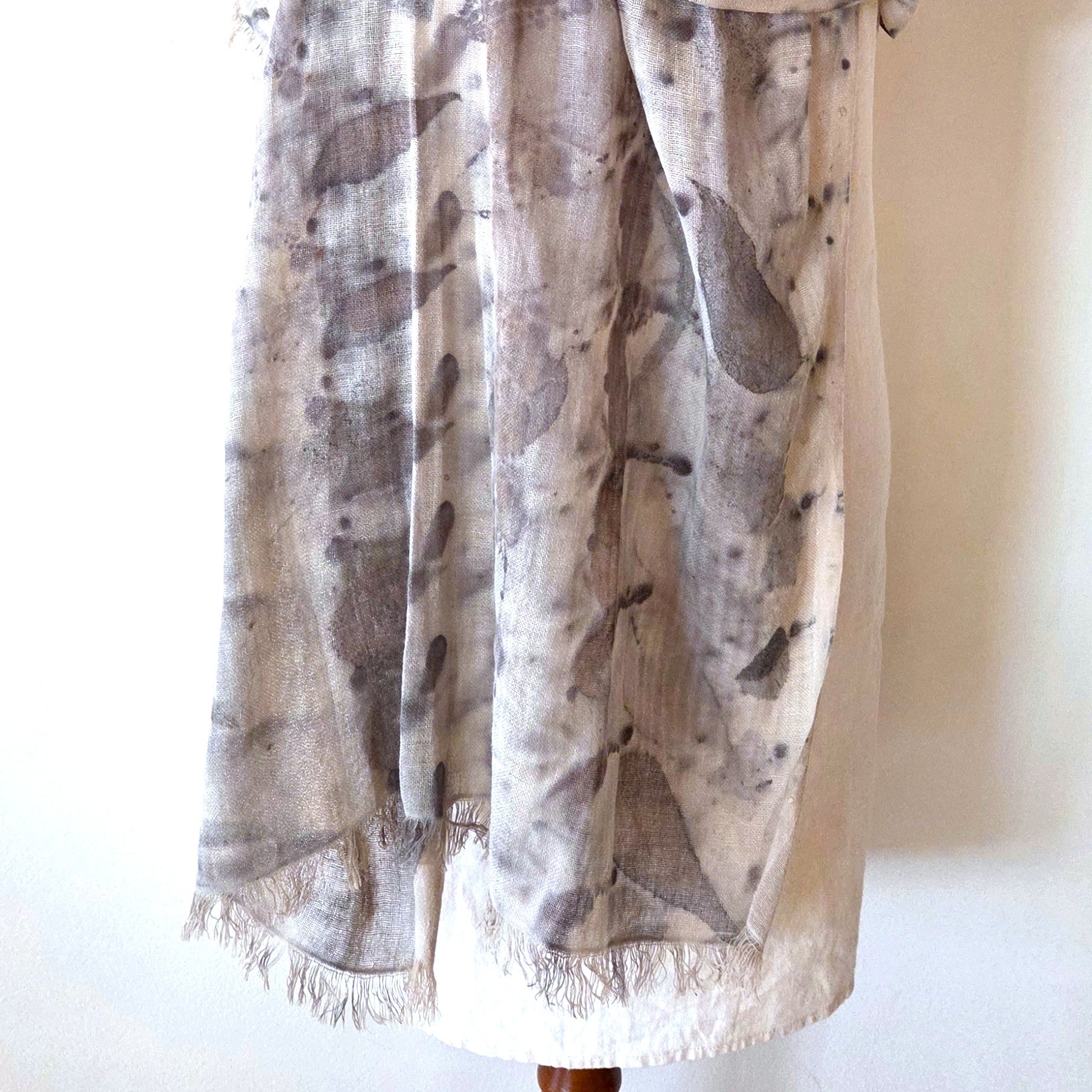 The Sylvie - Cotton & Linen Blend  Ecoprint Scarf/Wrap
