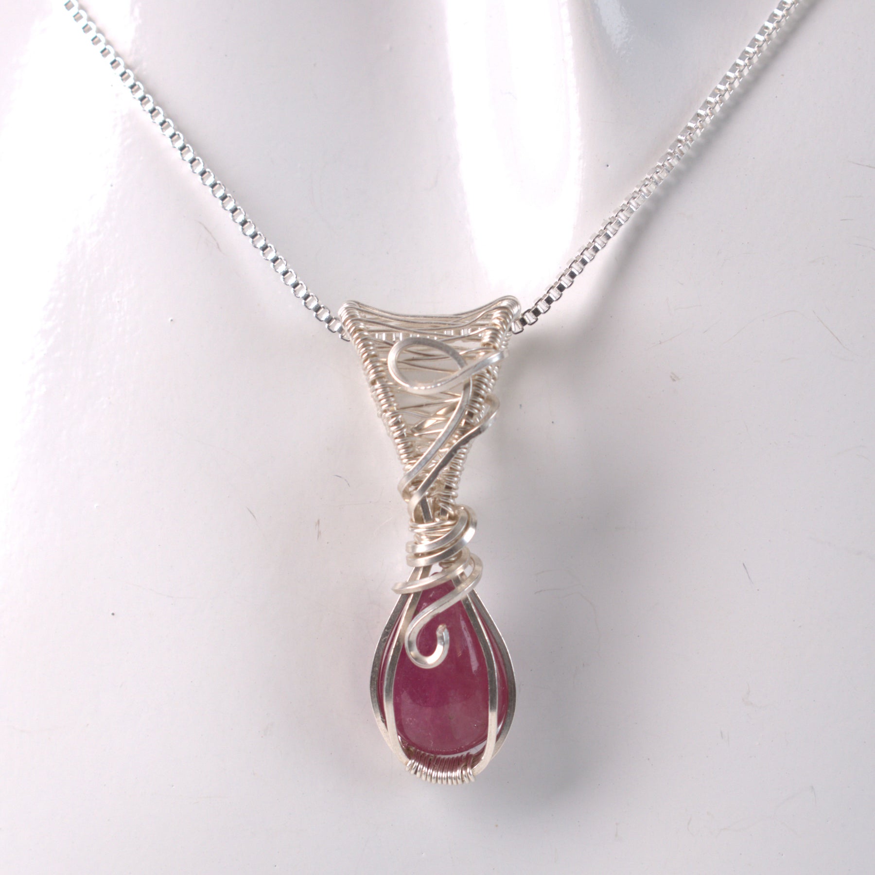 October Rose – Natural Rose Tourmaline Pendant in Silver-Filled Wire