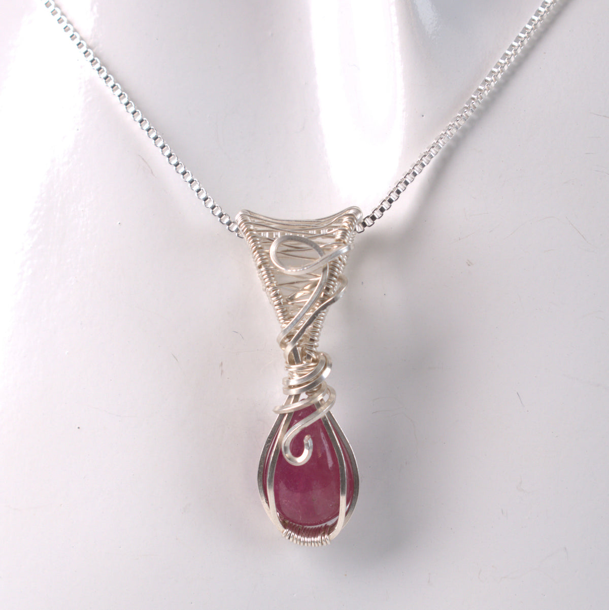 October Rose – Natural Rose Tourmaline Pendant in Silver-Filled Wire