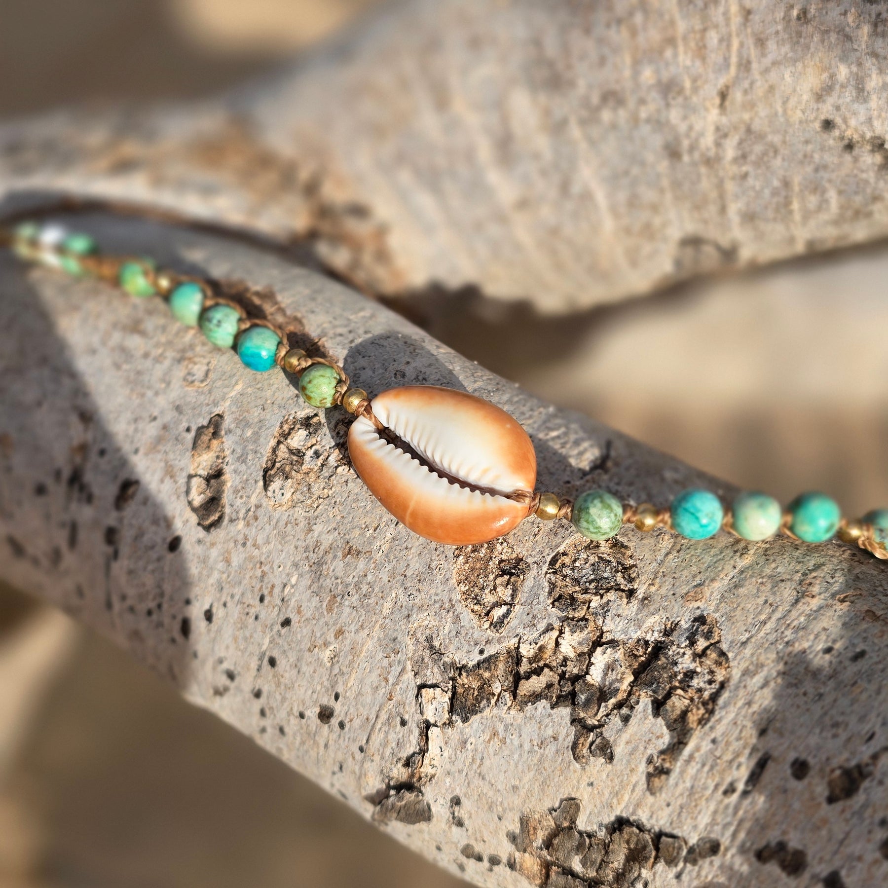 Cowrie Necklace with Peruvian Turquoise