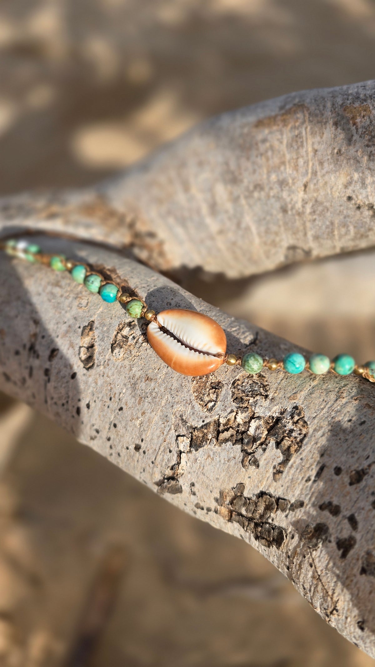 Cowrie Necklace with Peruvian Turquoise