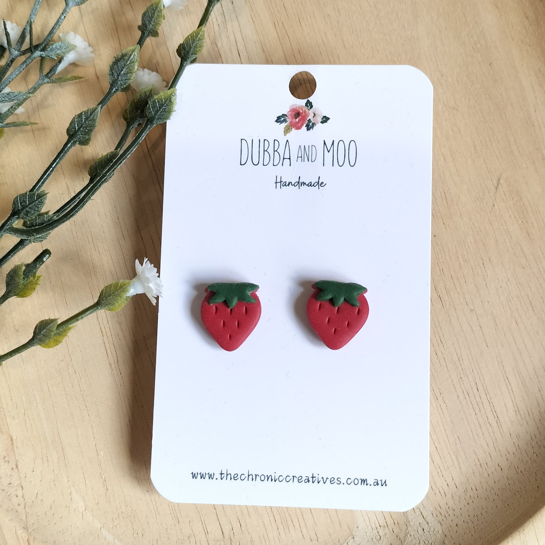 Strawberry Polymer Clay Stud Earrings - Assorted Colours