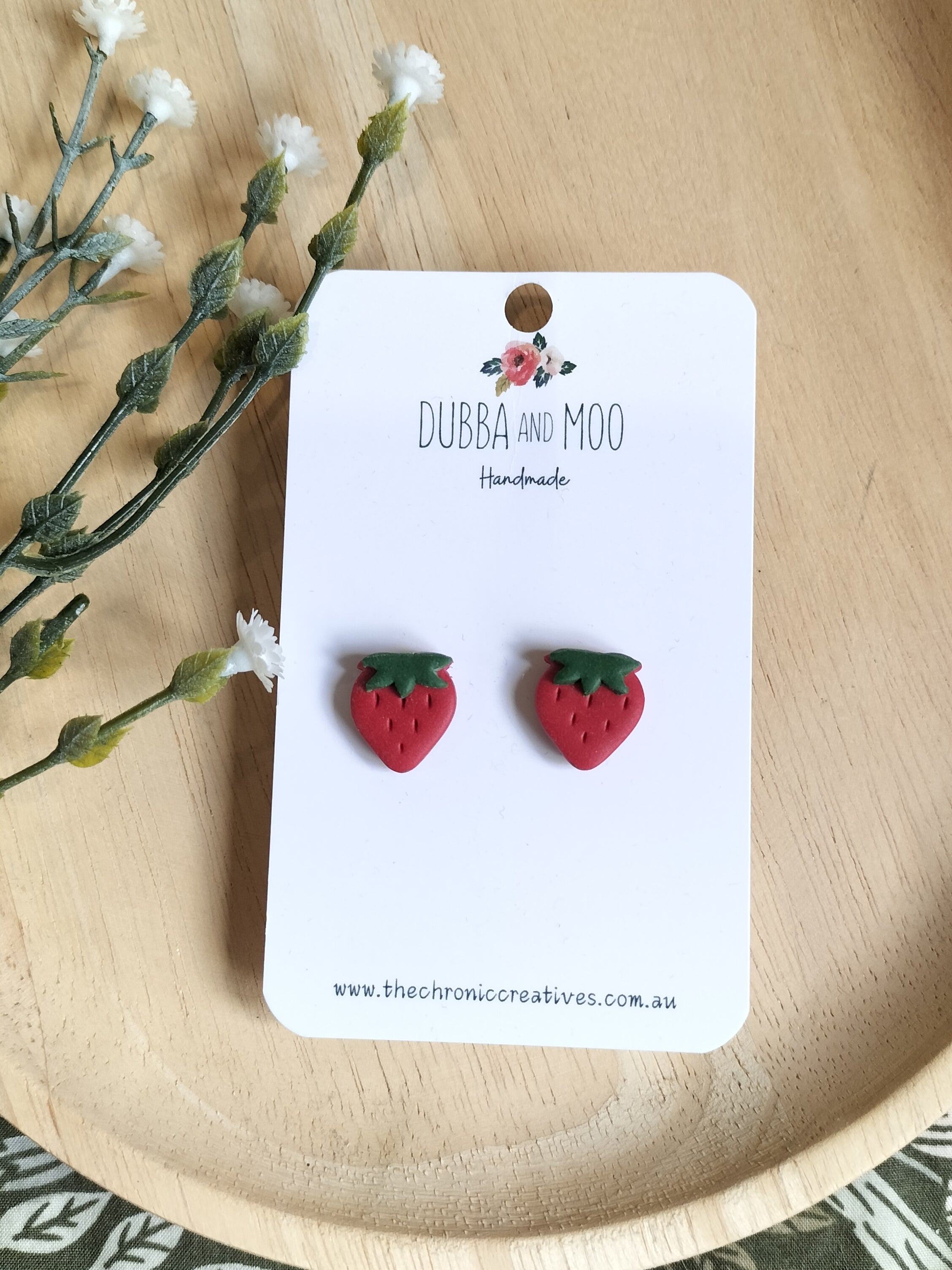 Strawberry Polymer Clay Stud Earrings - Assorted Colours
