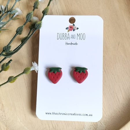 Strawberry Polymer Clay Stud Earrings - Assorted Colours