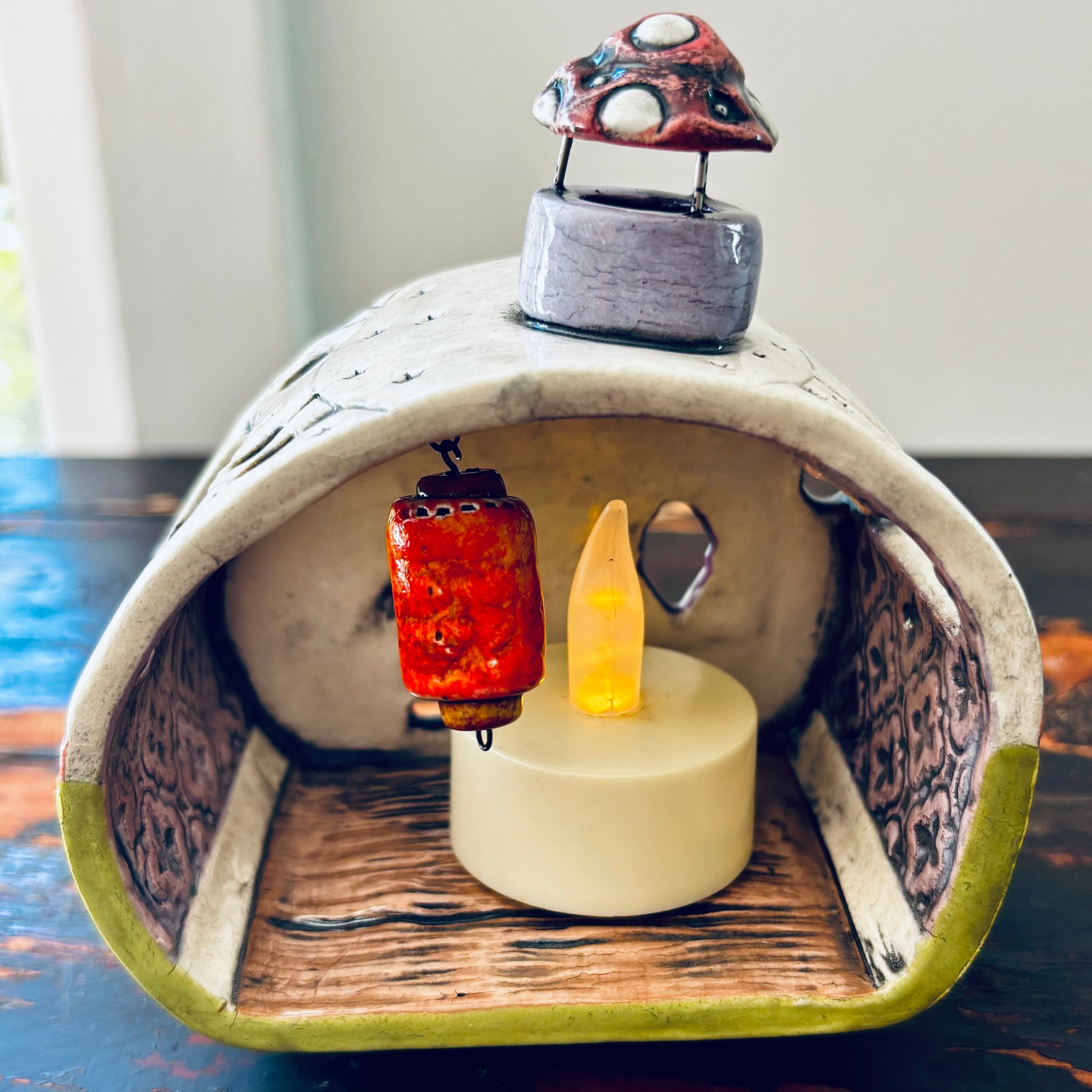 Handmade Ceramic Caravan Tea Light Lantern
