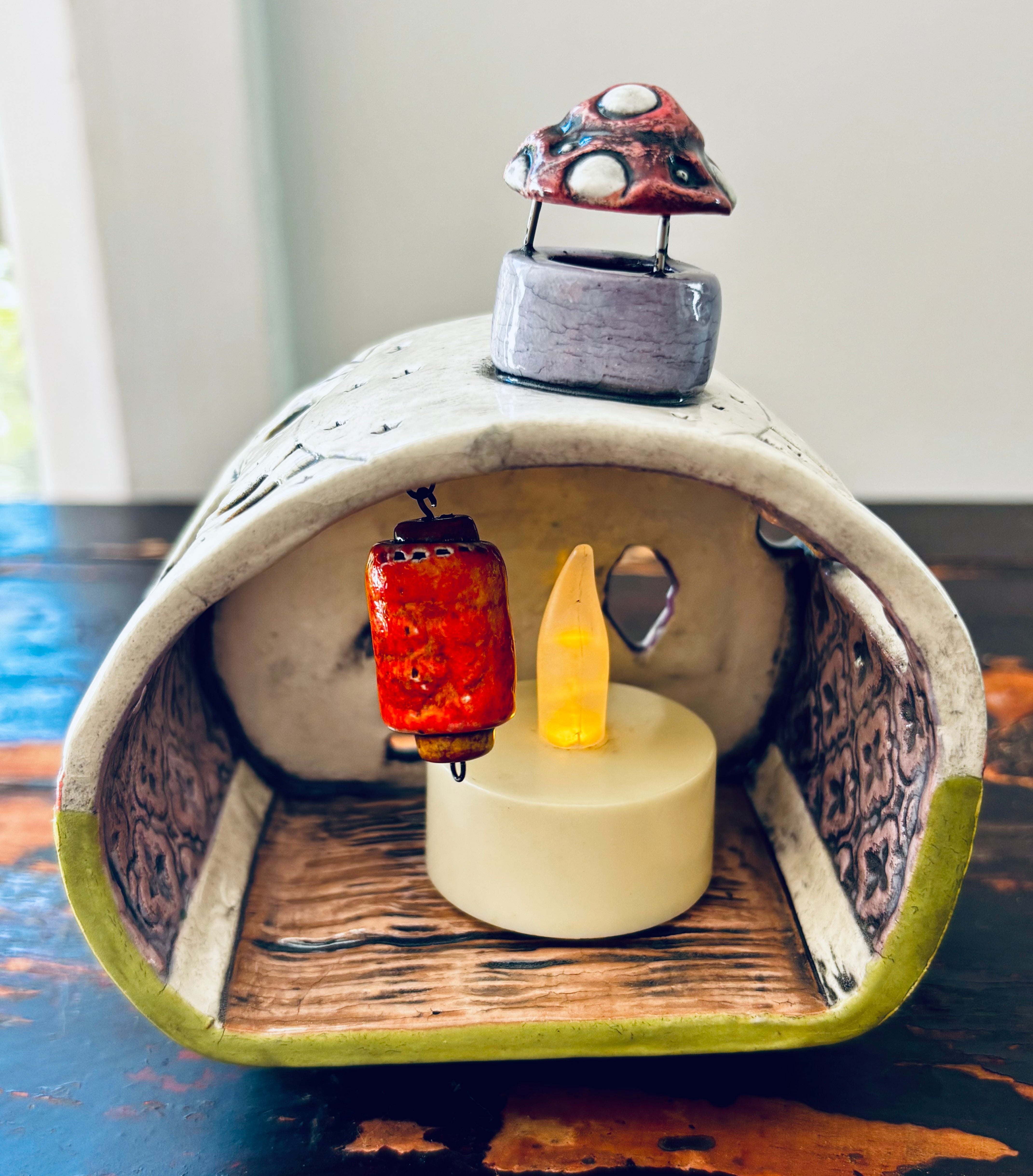 Handmade Ceramic Caravan Tea Light Lantern