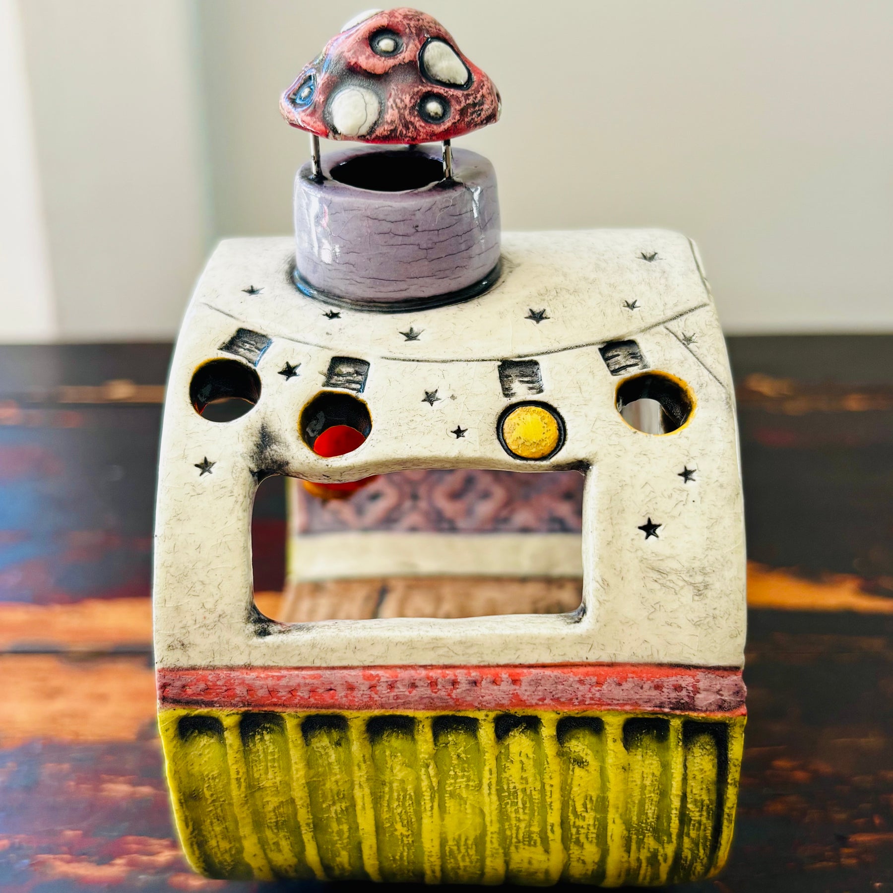Handmade Ceramic Caravan Tea Light Lantern