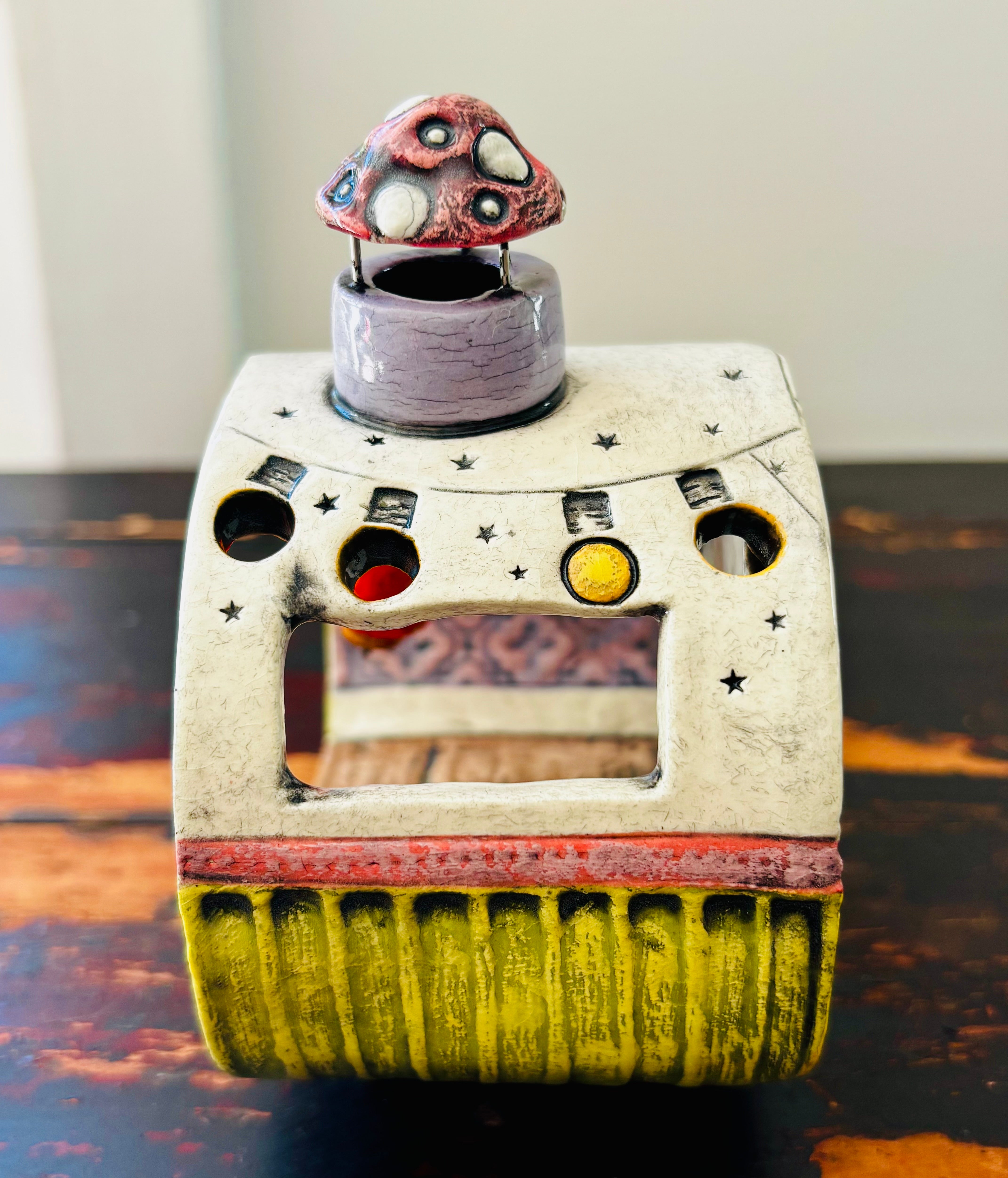 Handmade Ceramic Caravan Tea Light Lantern