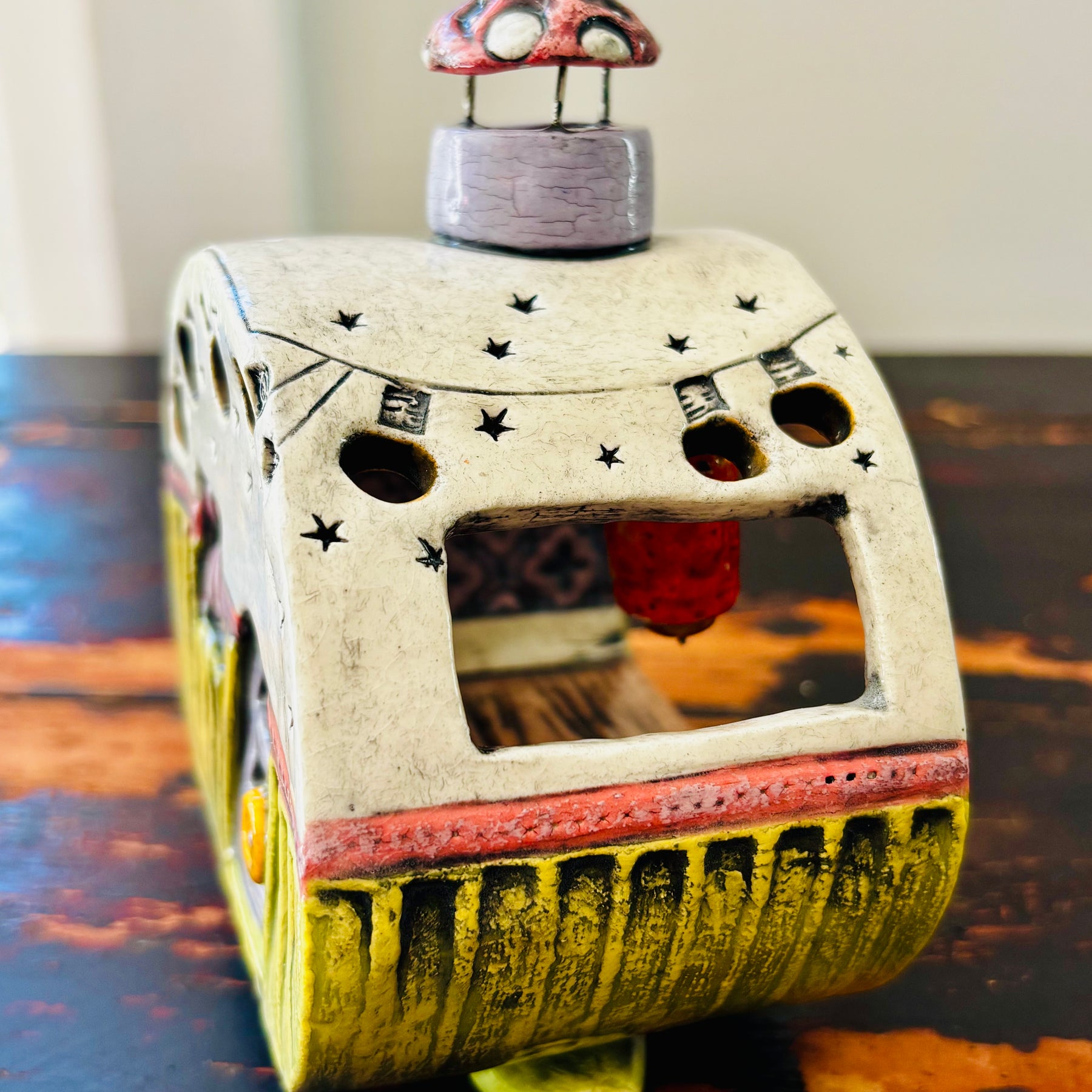 Handmade Ceramic Caravan Tea Light Lantern