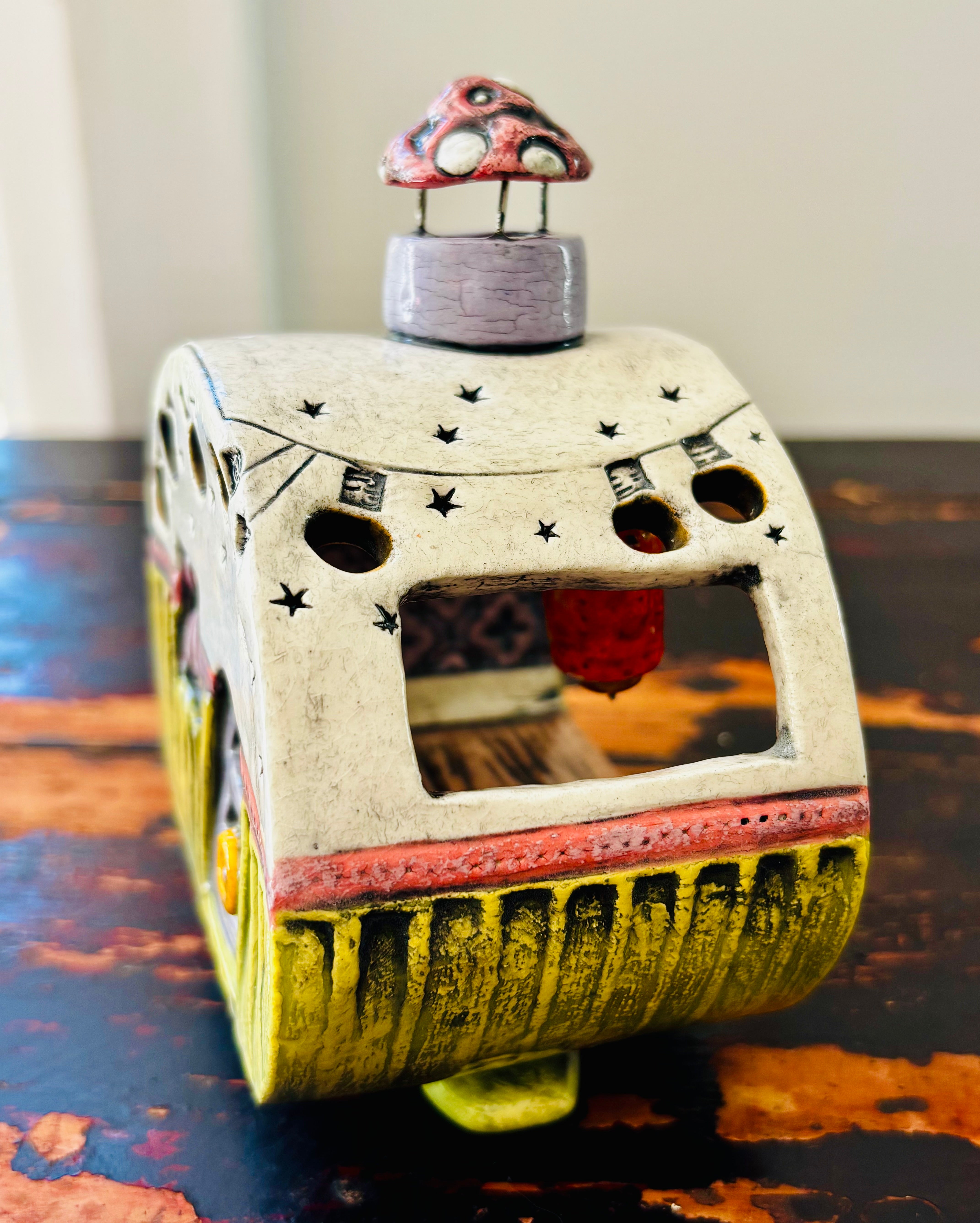 Handmade Ceramic Caravan Tea Light Lantern
