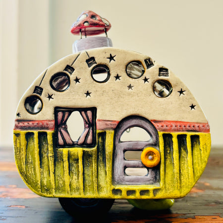 Handmade Ceramic Caravan Tea Light Lantern