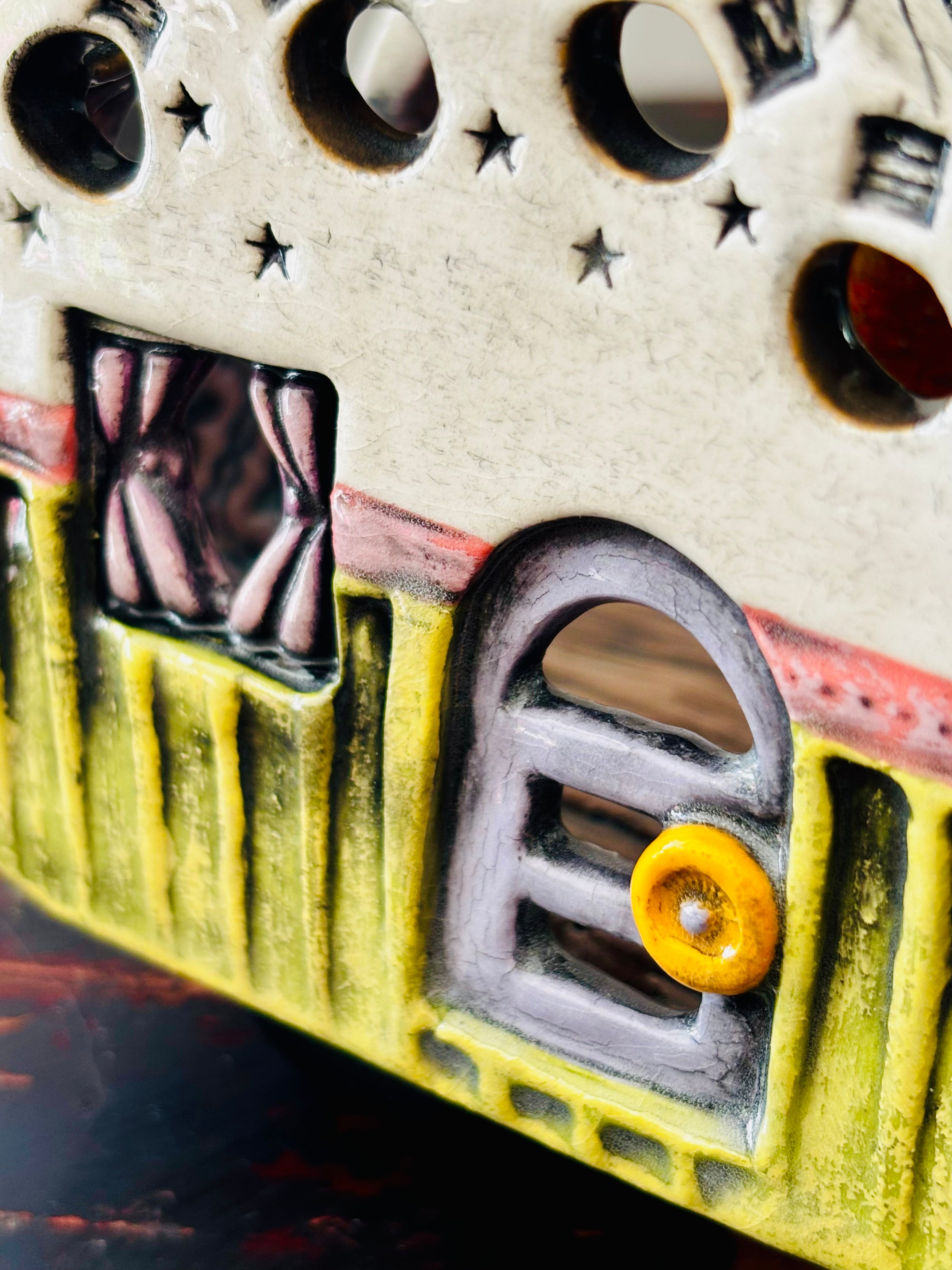 Handmade Ceramic Caravan Tea Light Lantern