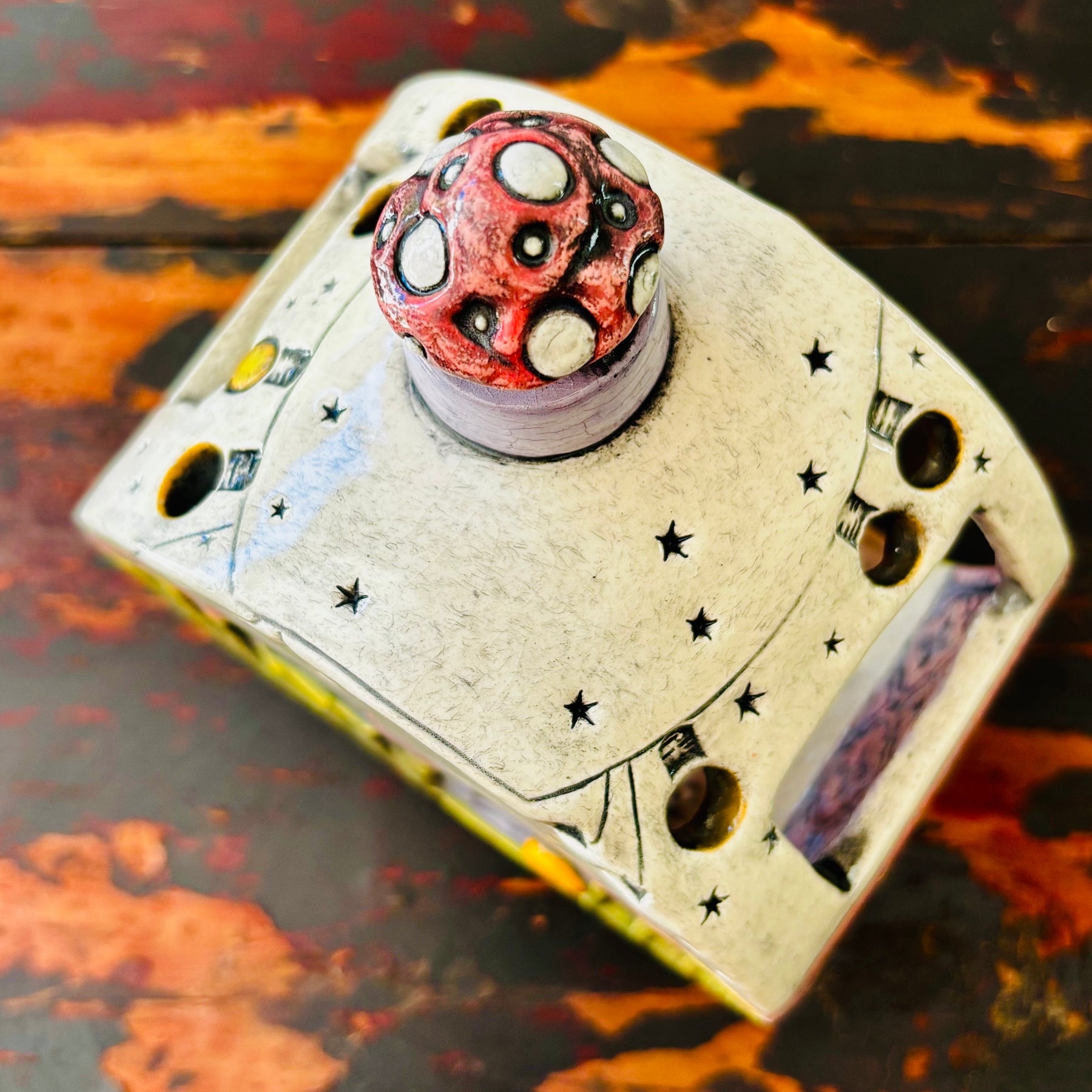 Handmade Ceramic Caravan Tea Light Lantern
