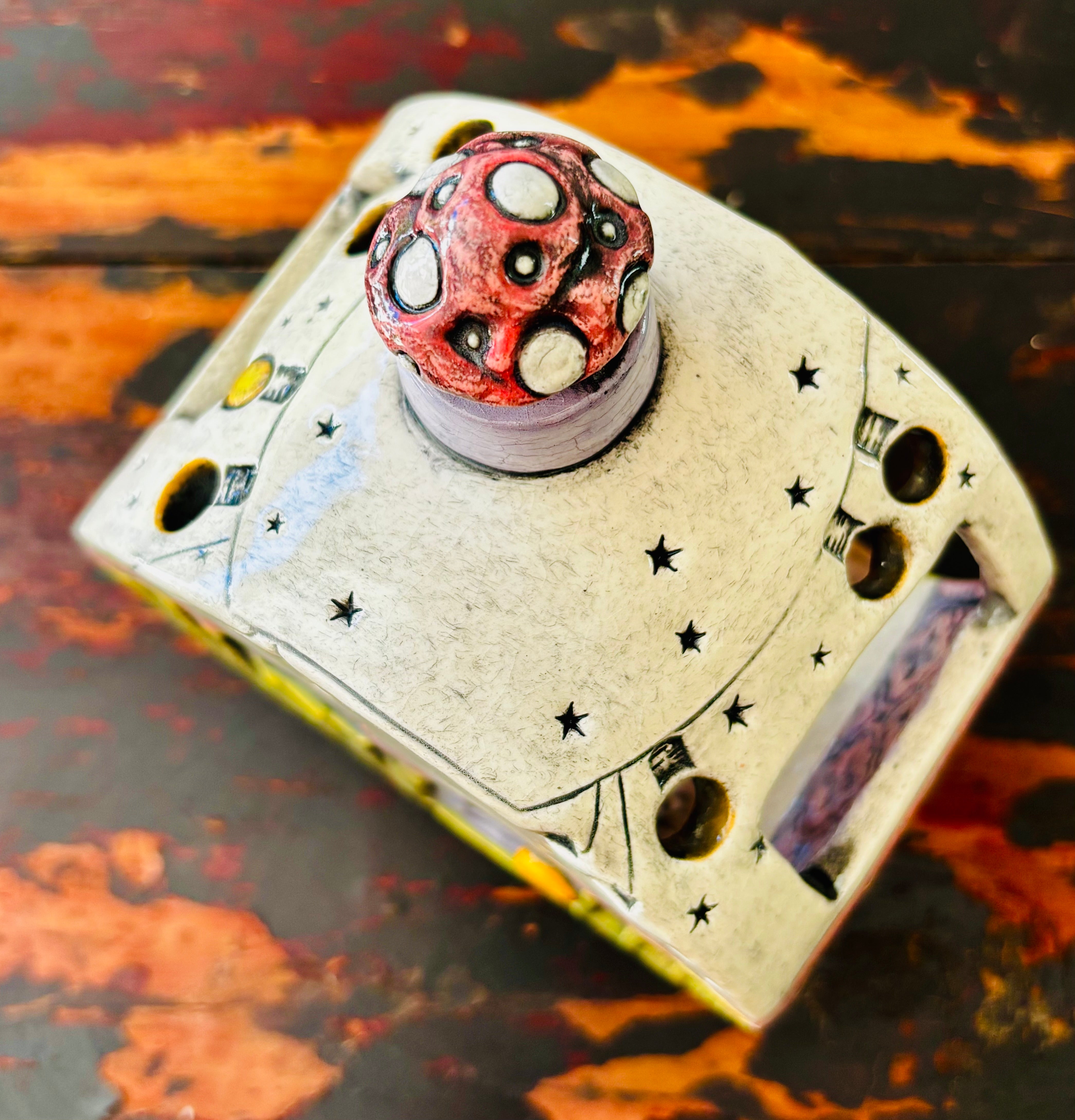 Handmade Ceramic Caravan Tea Light Lantern
