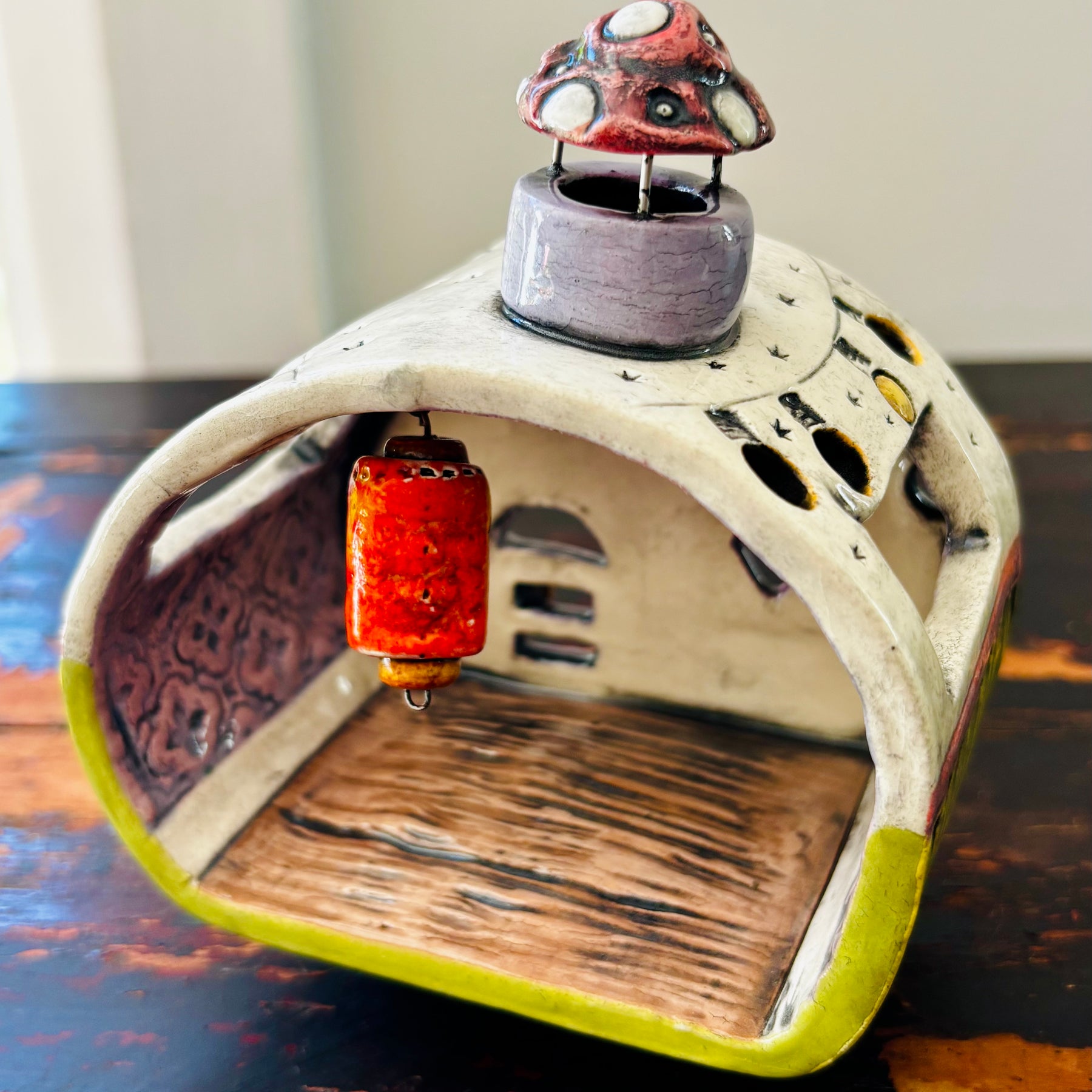 Handmade Ceramic Caravan Tea Light Lantern