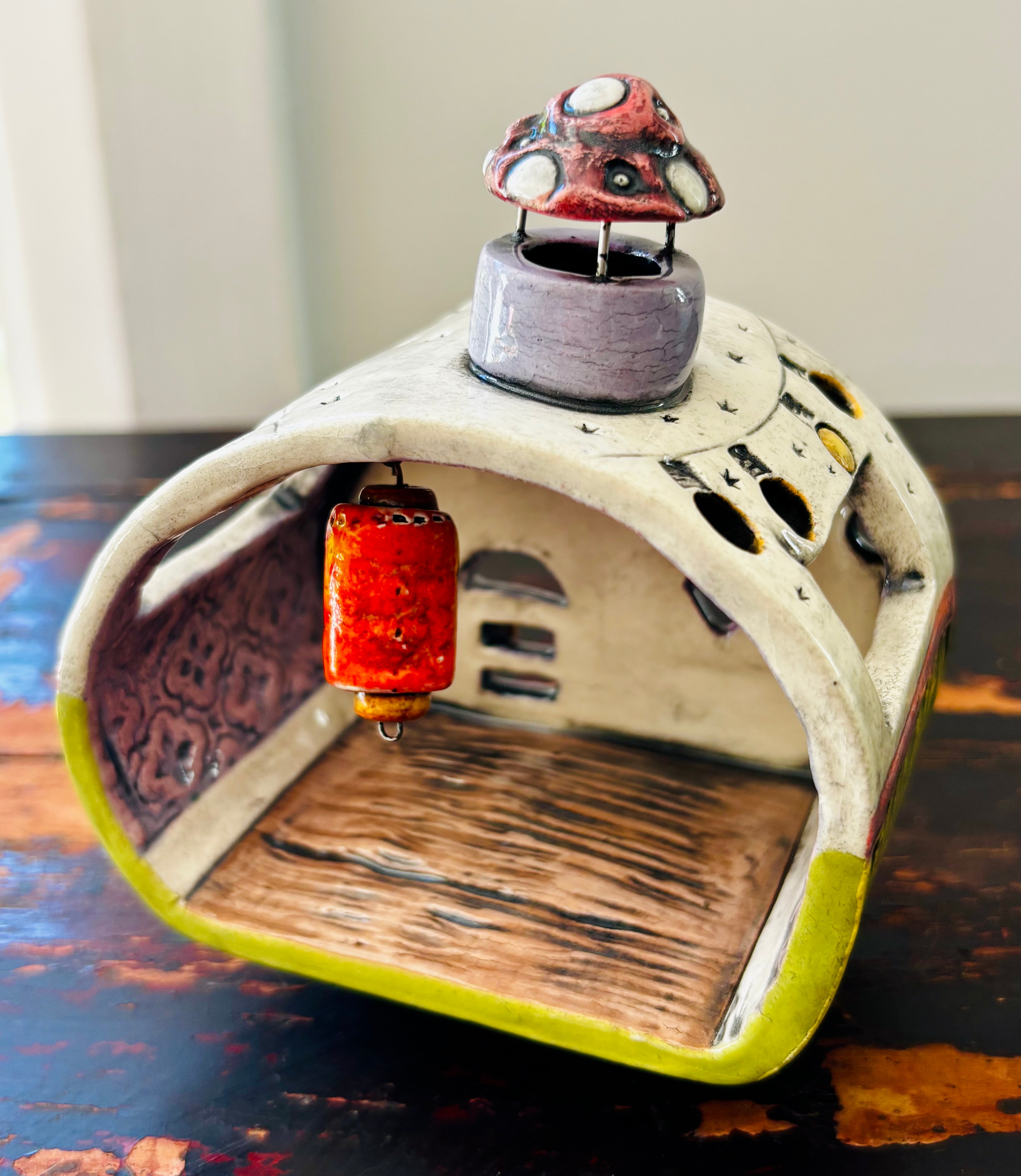 Handmade Ceramic Caravan Tea Light Lantern