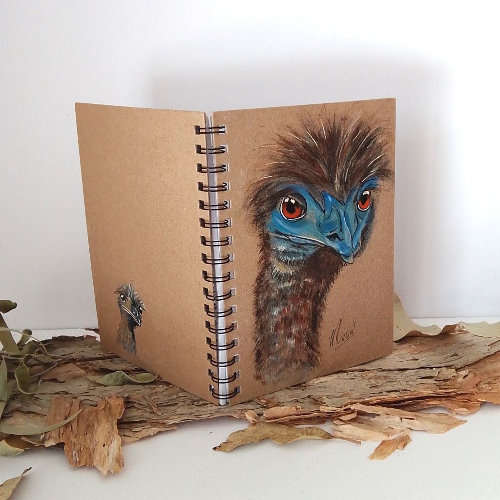 Emu Handpainted Quirky A5 lined notebook/journal