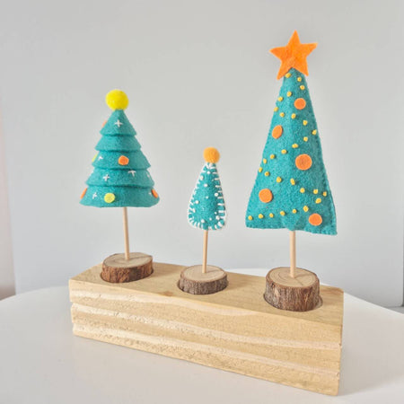 Handmade Felt Christmas Trees – Set of 3, Cute Christmas Decorations