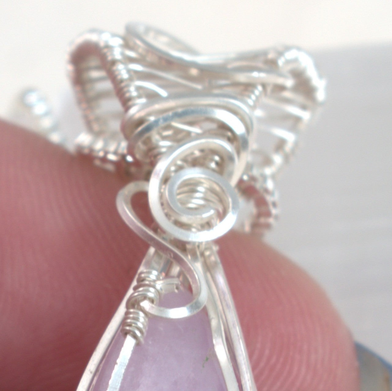 Lavender Mist – Wire Wrapped Kunzite Pendant