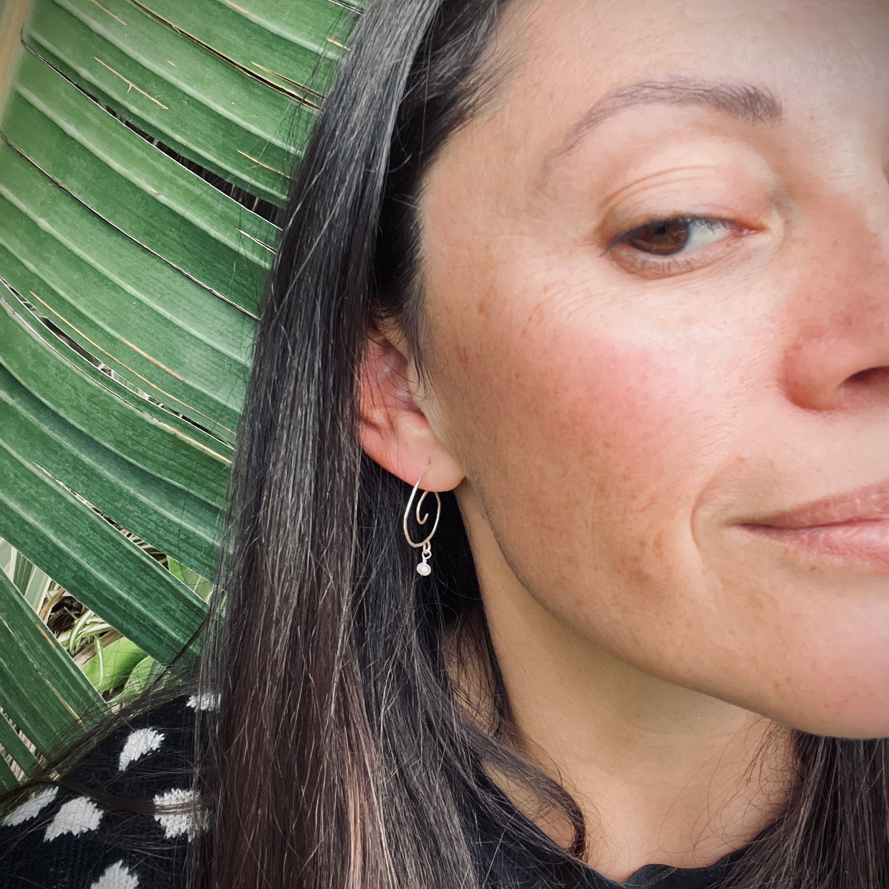 Spiral Pearl Earrings | Sterling Silver