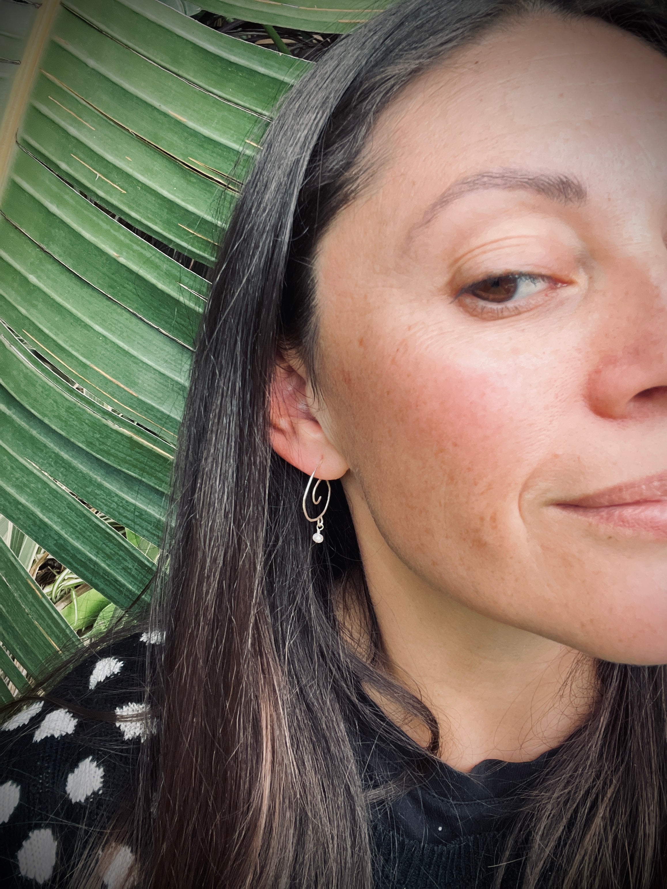 Spiral Pearl Earrings | Sterling Silver