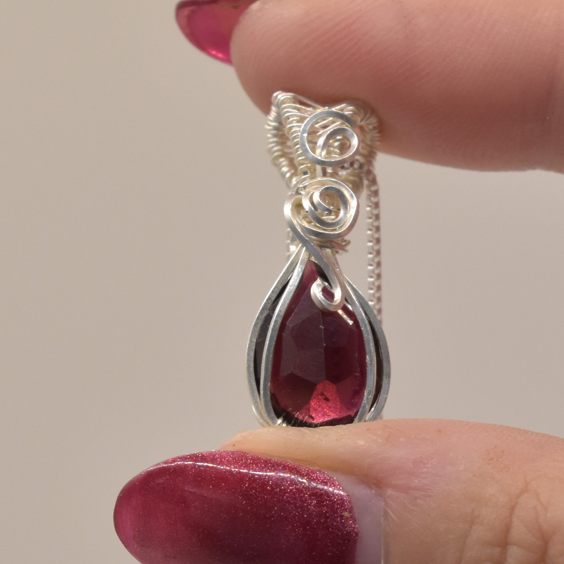 Wire-wrapped Garnet Keepsake Pendant