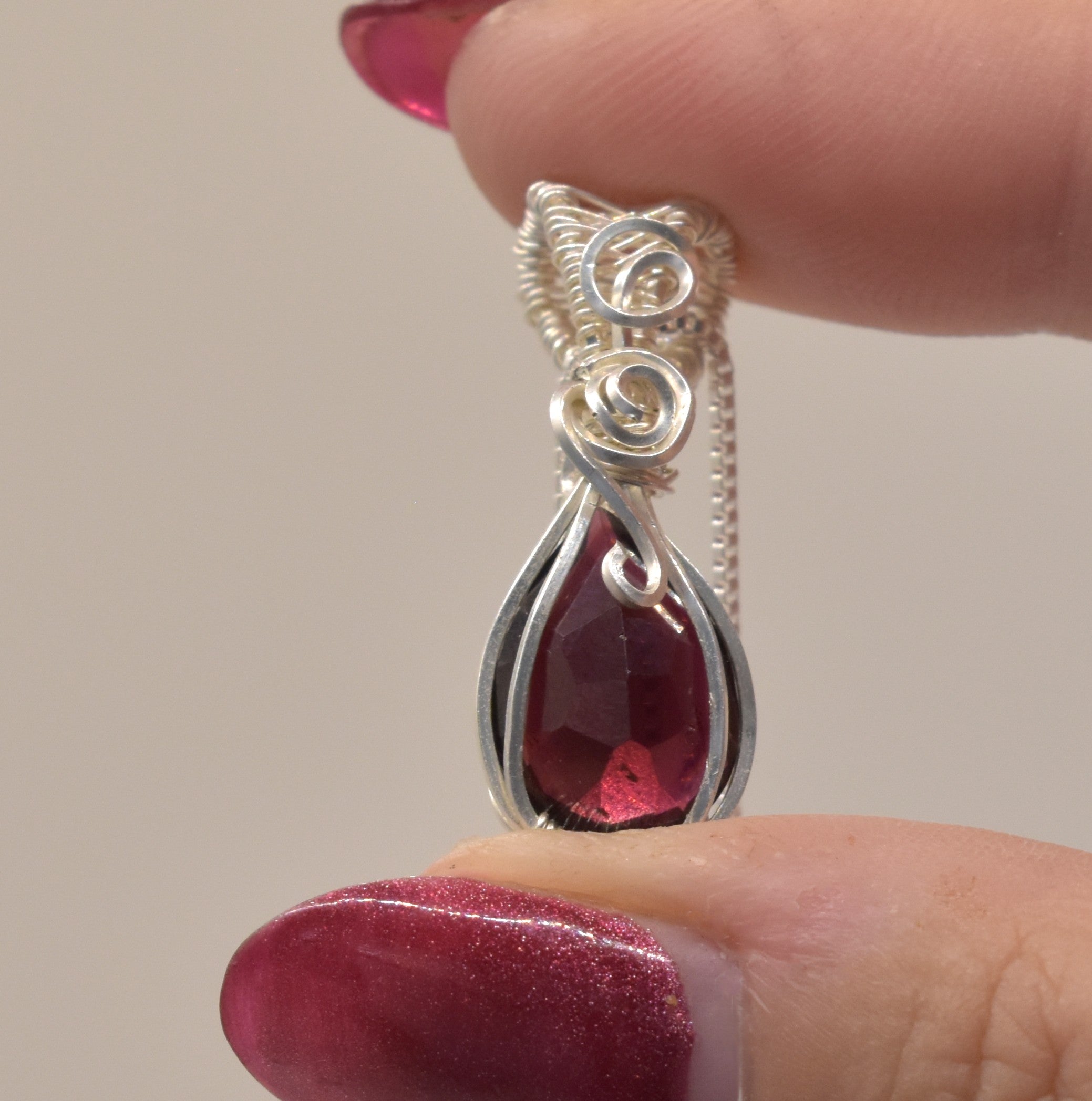 Wire-wrapped Garnet Keepsake Pendant