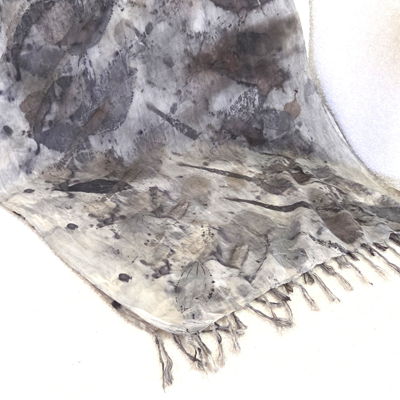 The Ebony - Fine Voile Cotton Ecoprint Scarf/Wrap