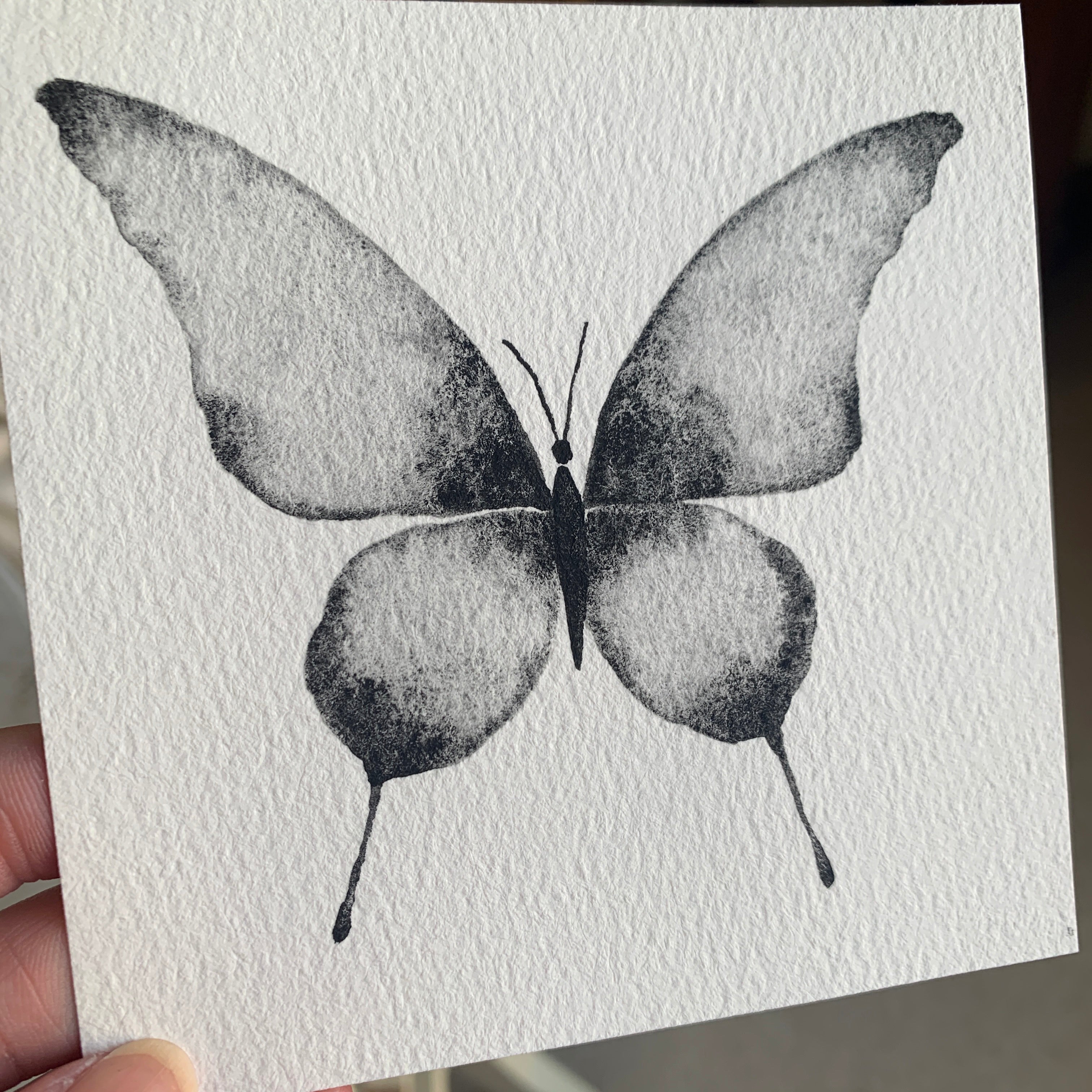 Original Hand-painted Watercolour Artwork - "Lunar Butterfly" - 6x6"