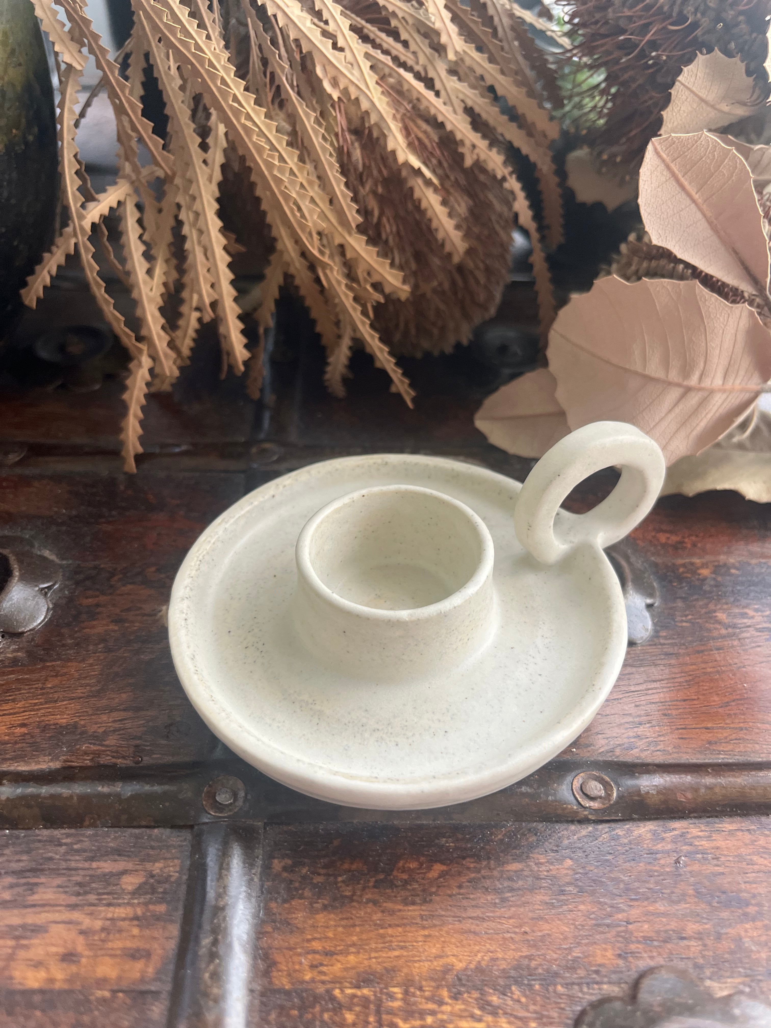 White Ceramic Candle Holder