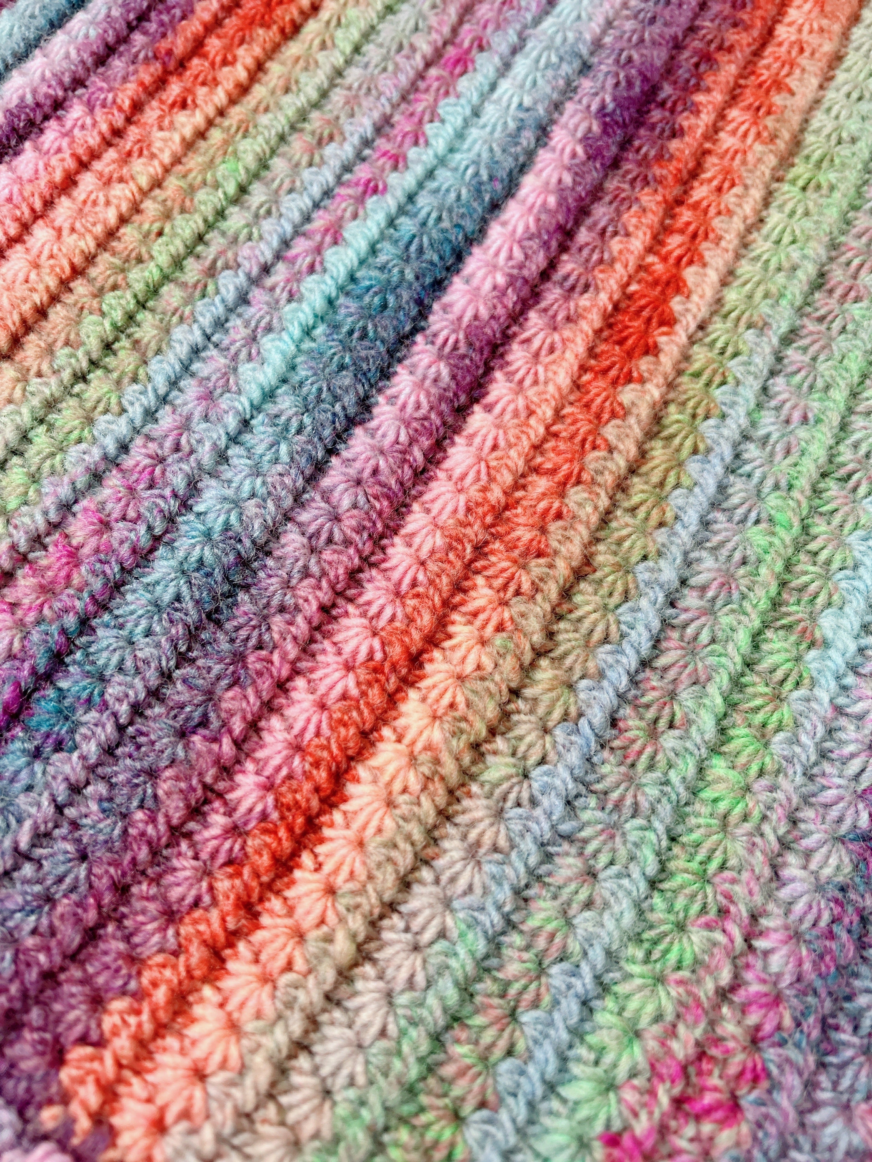 Pastel Rainbow Crochet Baby Blanket | Handmade Baby Blanket, One of a Kind