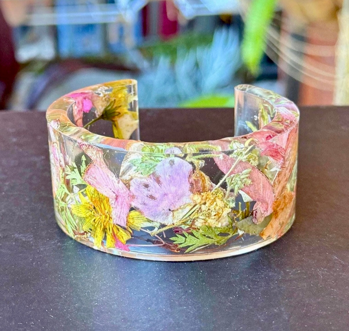 Handmade Pressed Flower Resin Bangle