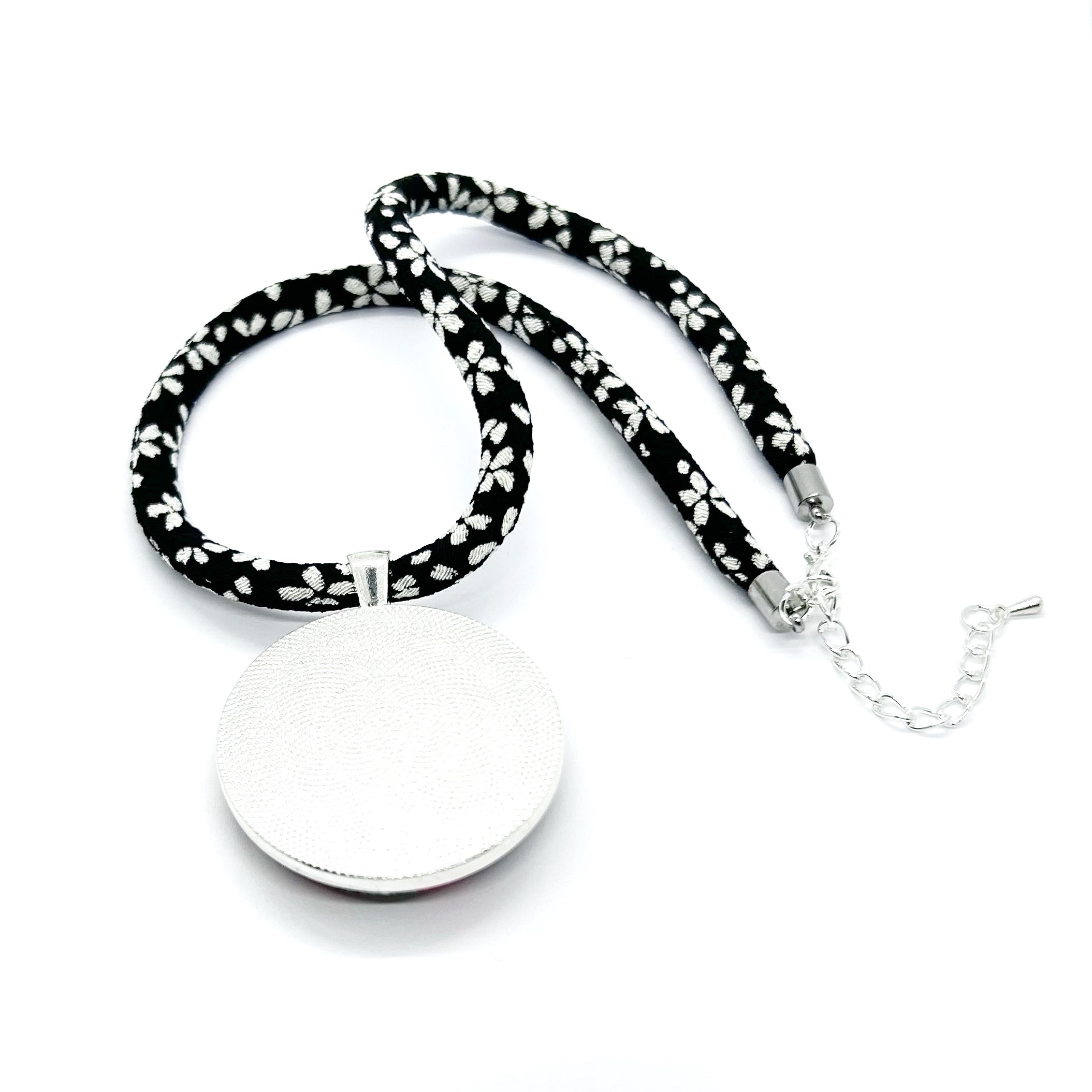 Kimono Pendant Necklace - Bloody Red Ume Blossom