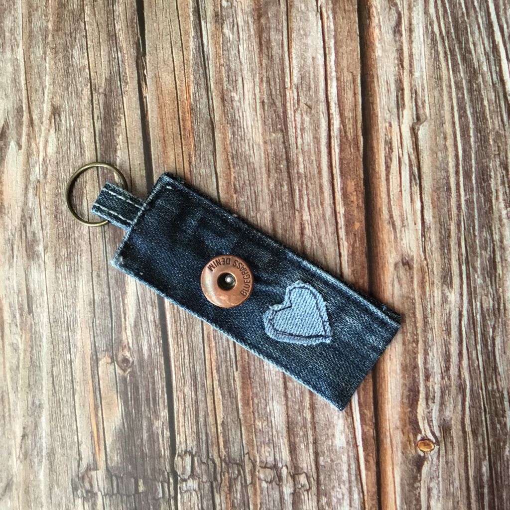 Upcycled Denim Key Ring Fob - Various Designs
