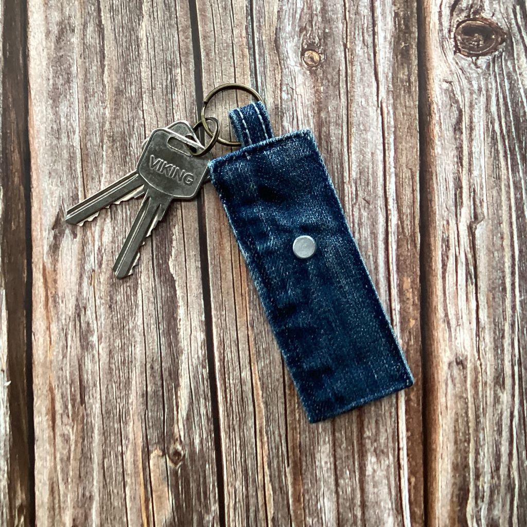 Upcycled Denim Key Fob - Denim Heart