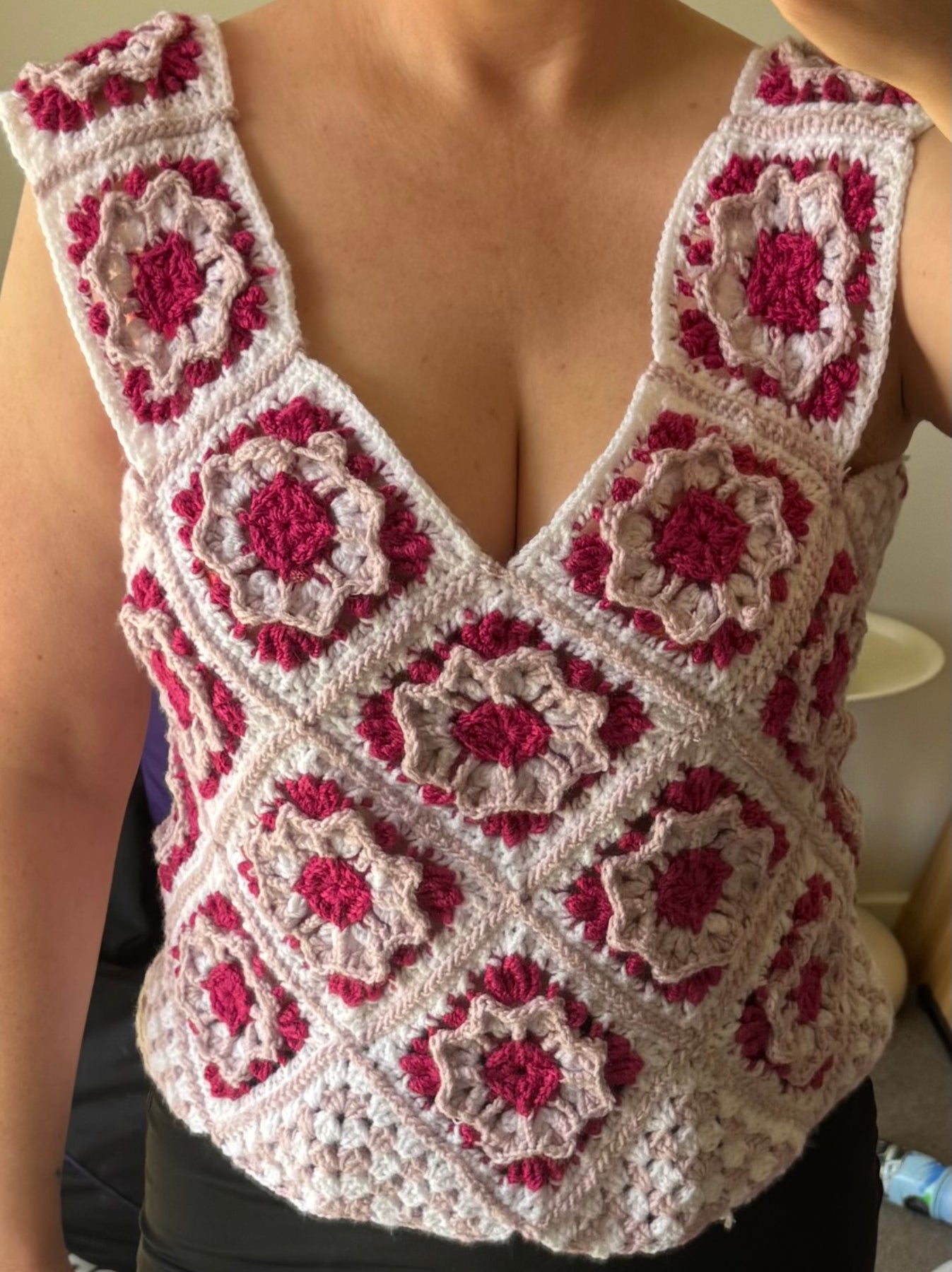 Hand Crochet Granny Square Top Size 12