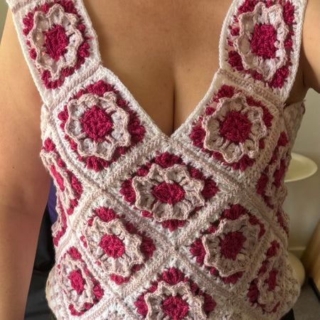 Hand Crochet Granny Square Top Size 12