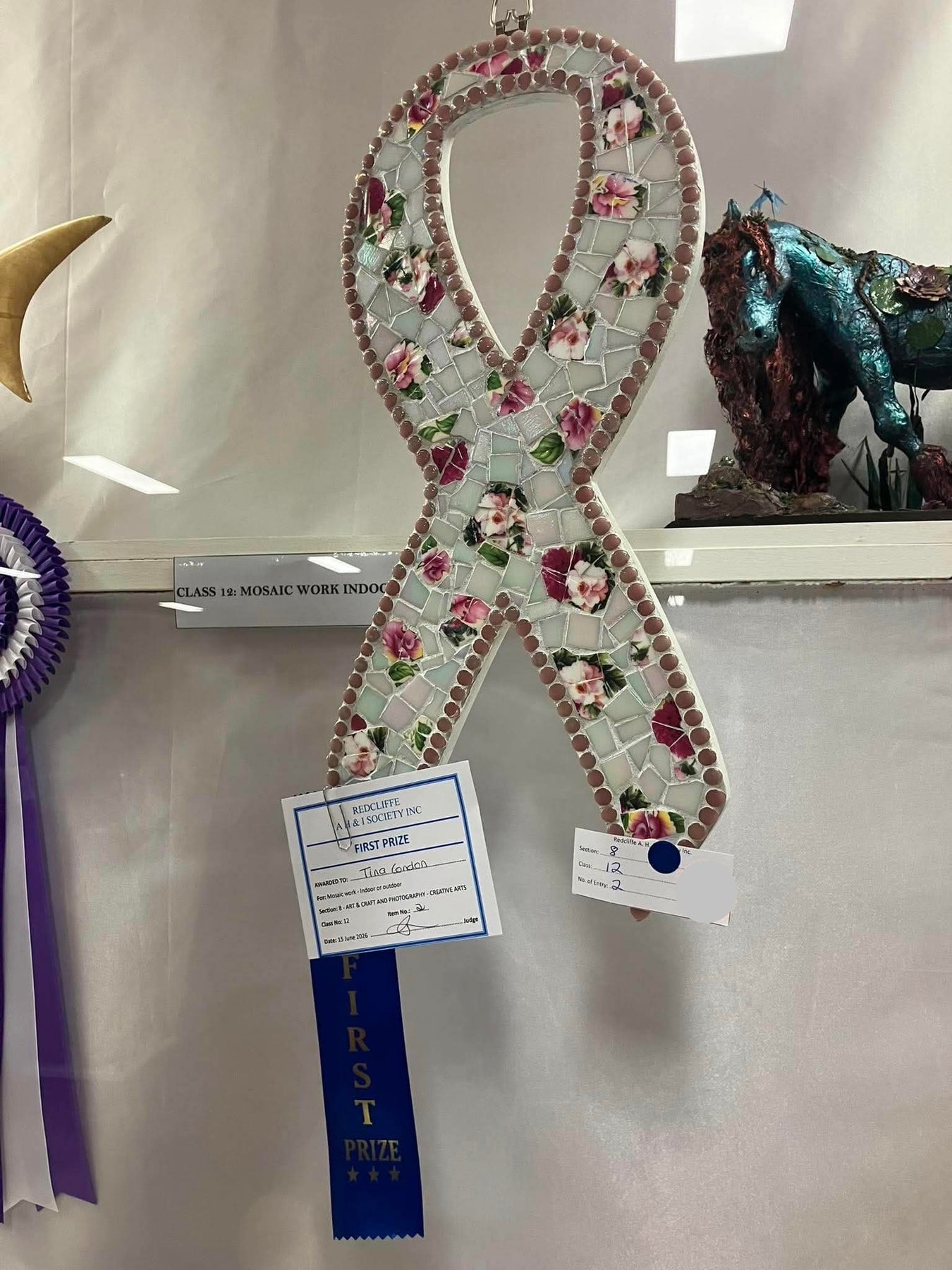 Vintage Crockery Breast Cancer Ribbon