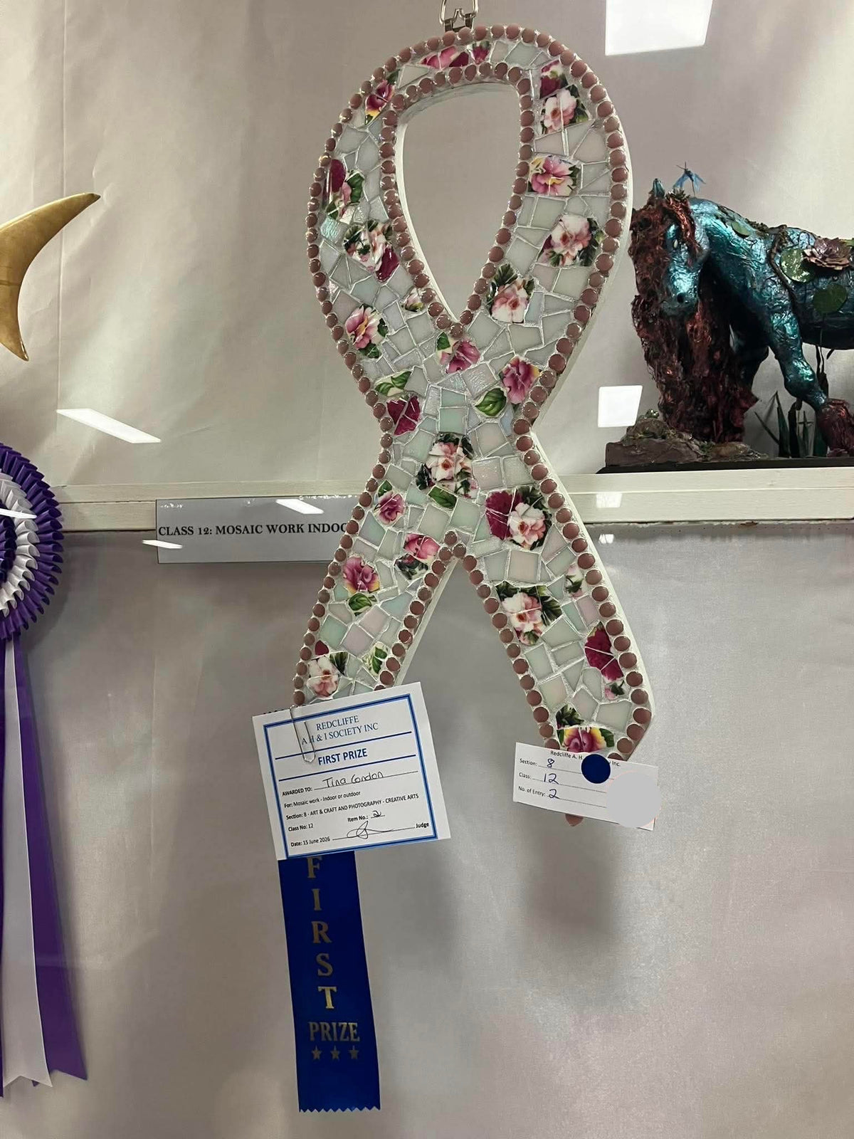 Vintage Crockery Breast Cancer Ribbon