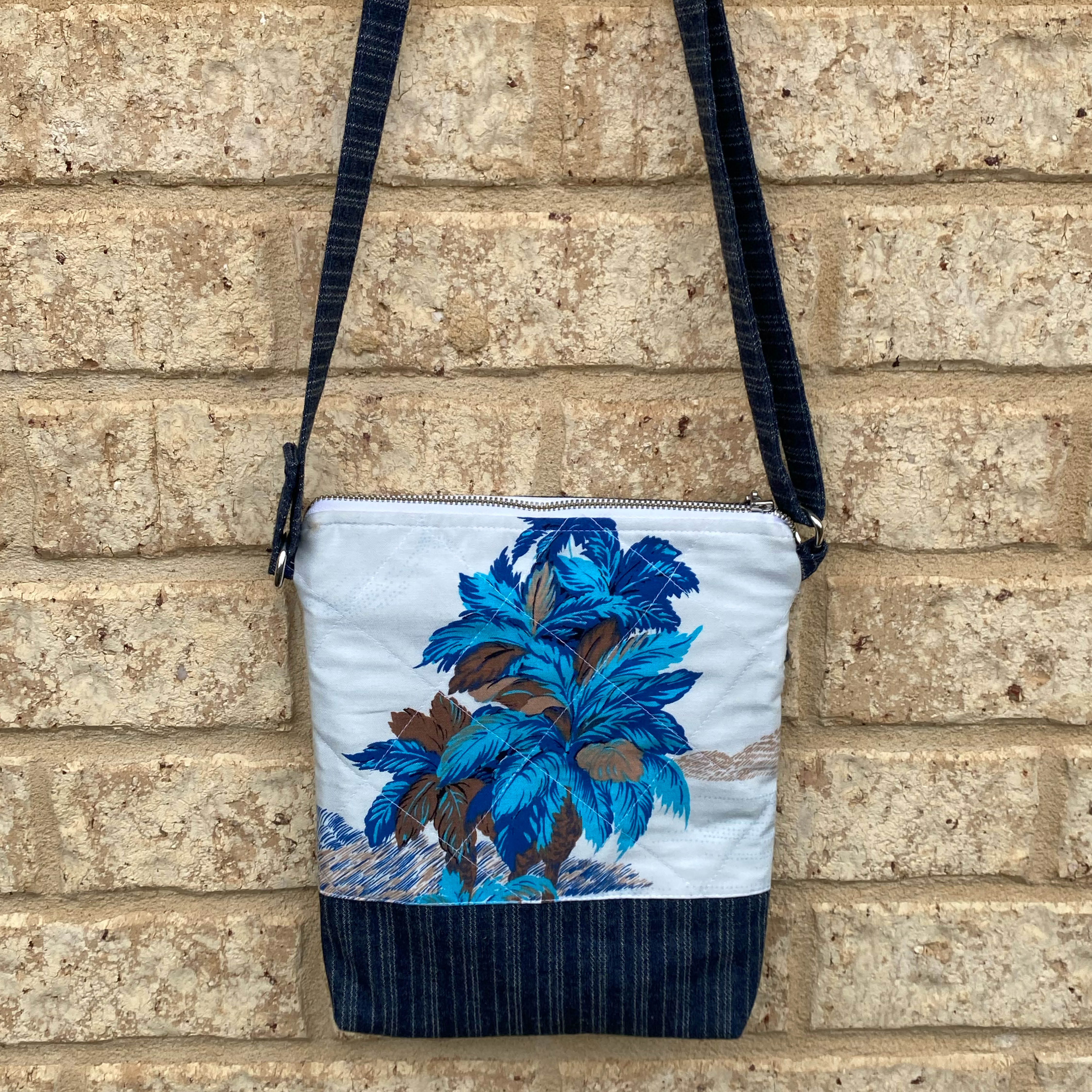 Hawaiian Star Handmade Crossbody Bag Upcycled Vintage Fabrics & Denim