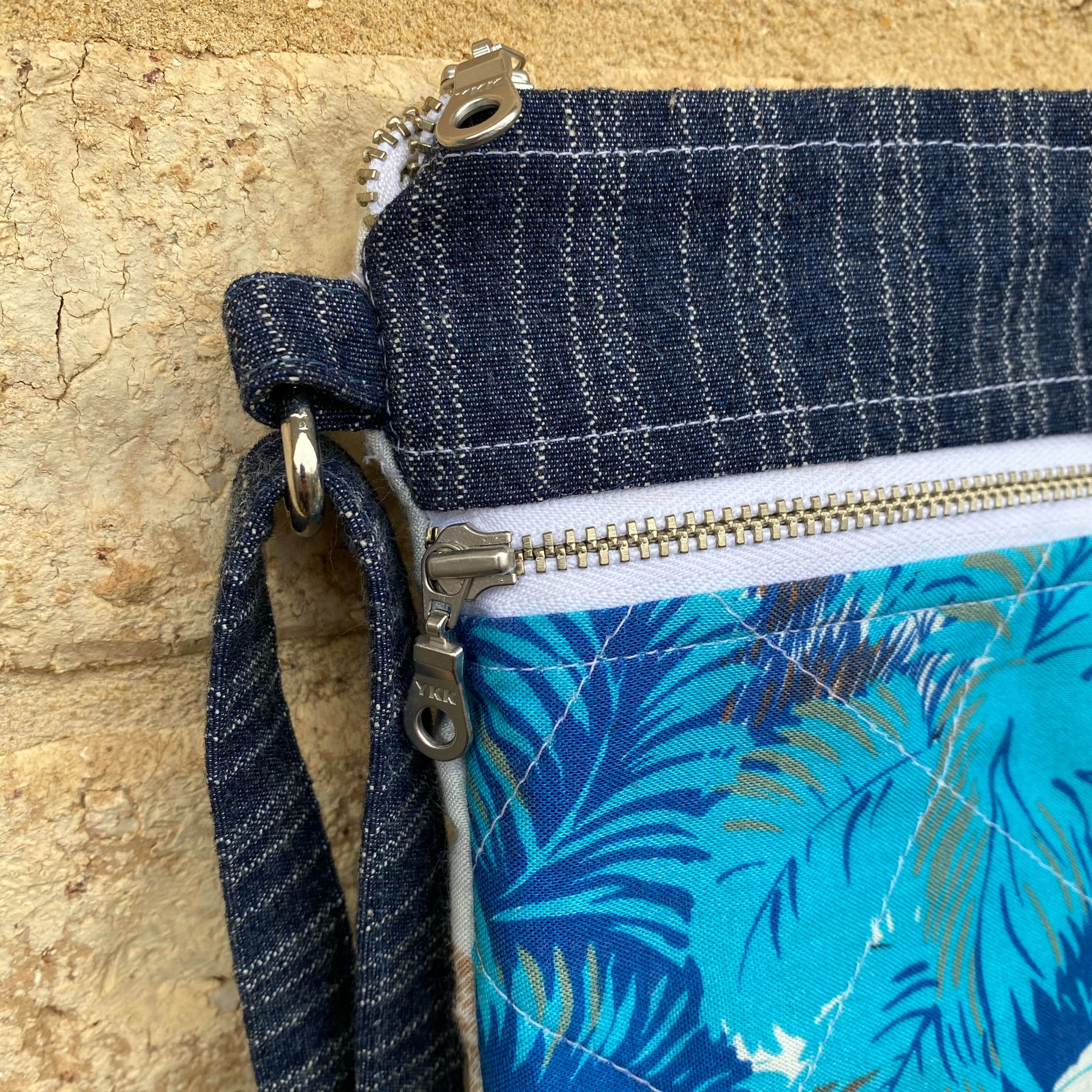 Hawaiian Star Handmade Crossbody Bag Upcycled Vintage Fabrics & Denim