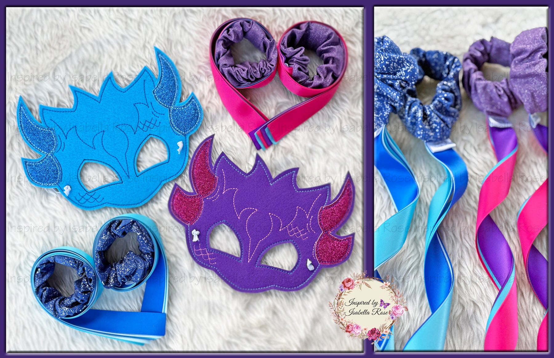 Butterfly fabric wings, Embroidered Mask, Dancing ribbons, Made to order