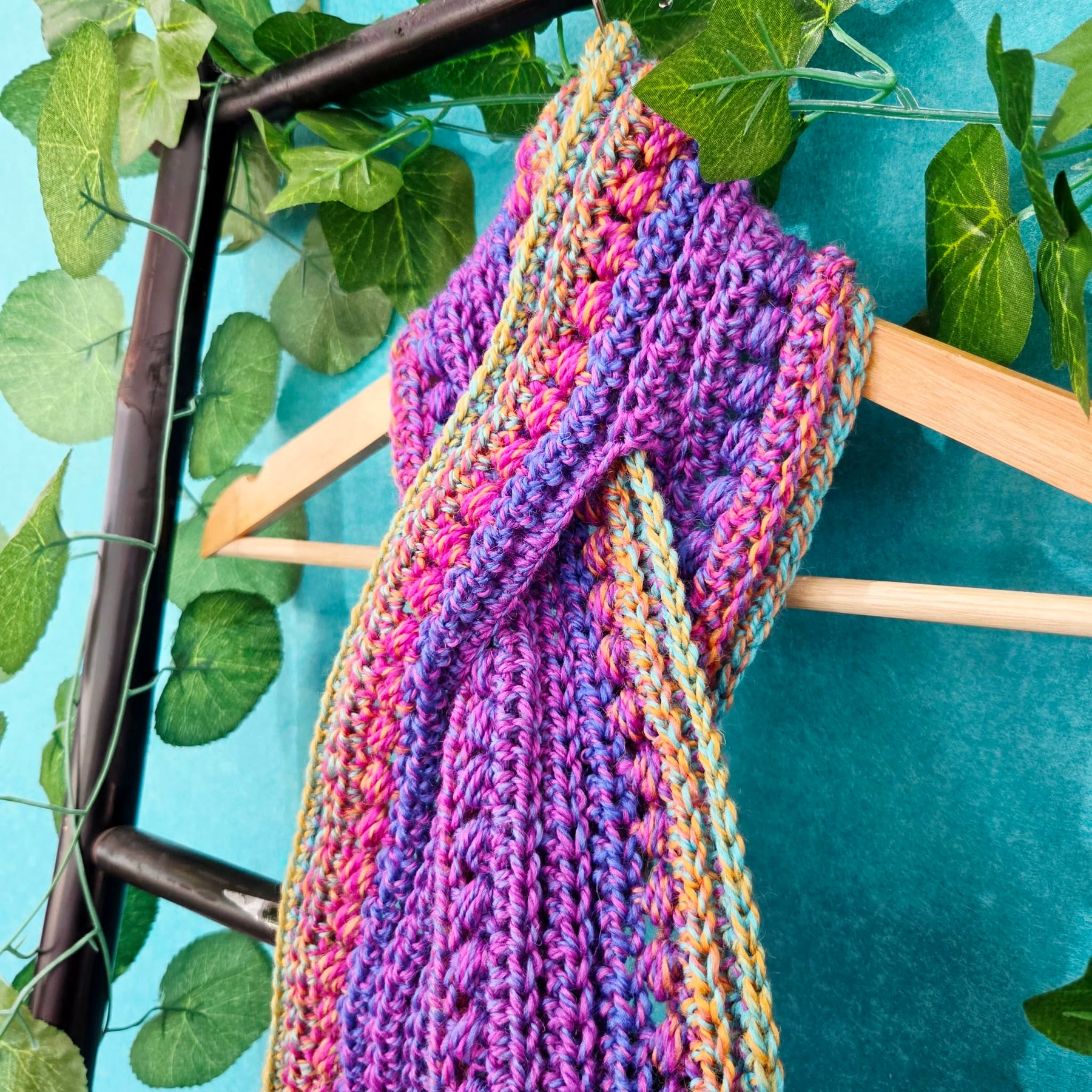 Crochet Keyhole Scarf | Handmade Adult Neckwarmer | Multi Colour Scarf